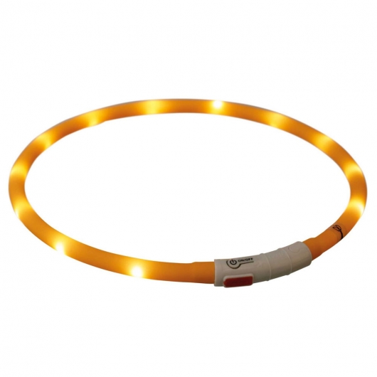 Trixie Flash Leuchtring USB aus Silikon orange