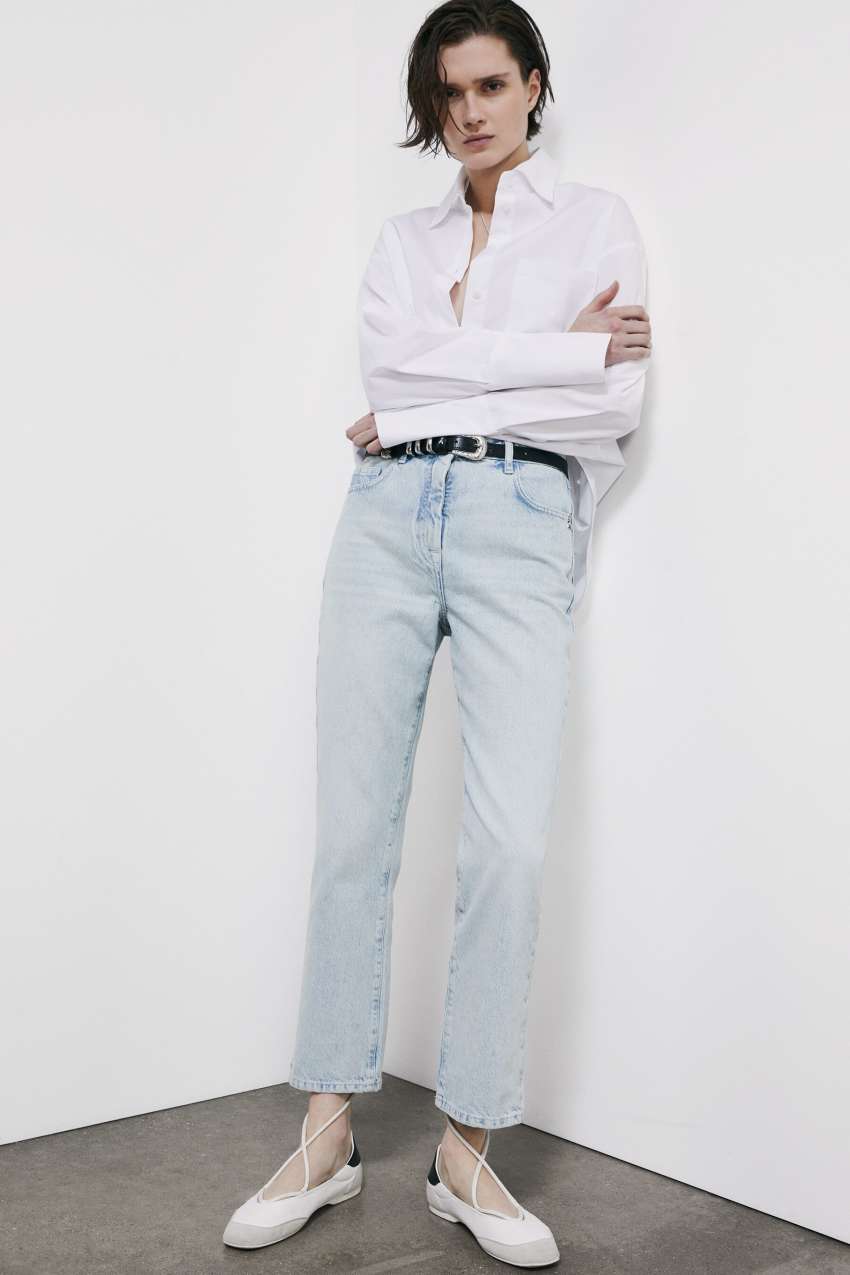 High-Waist Zigaretten-Jeans