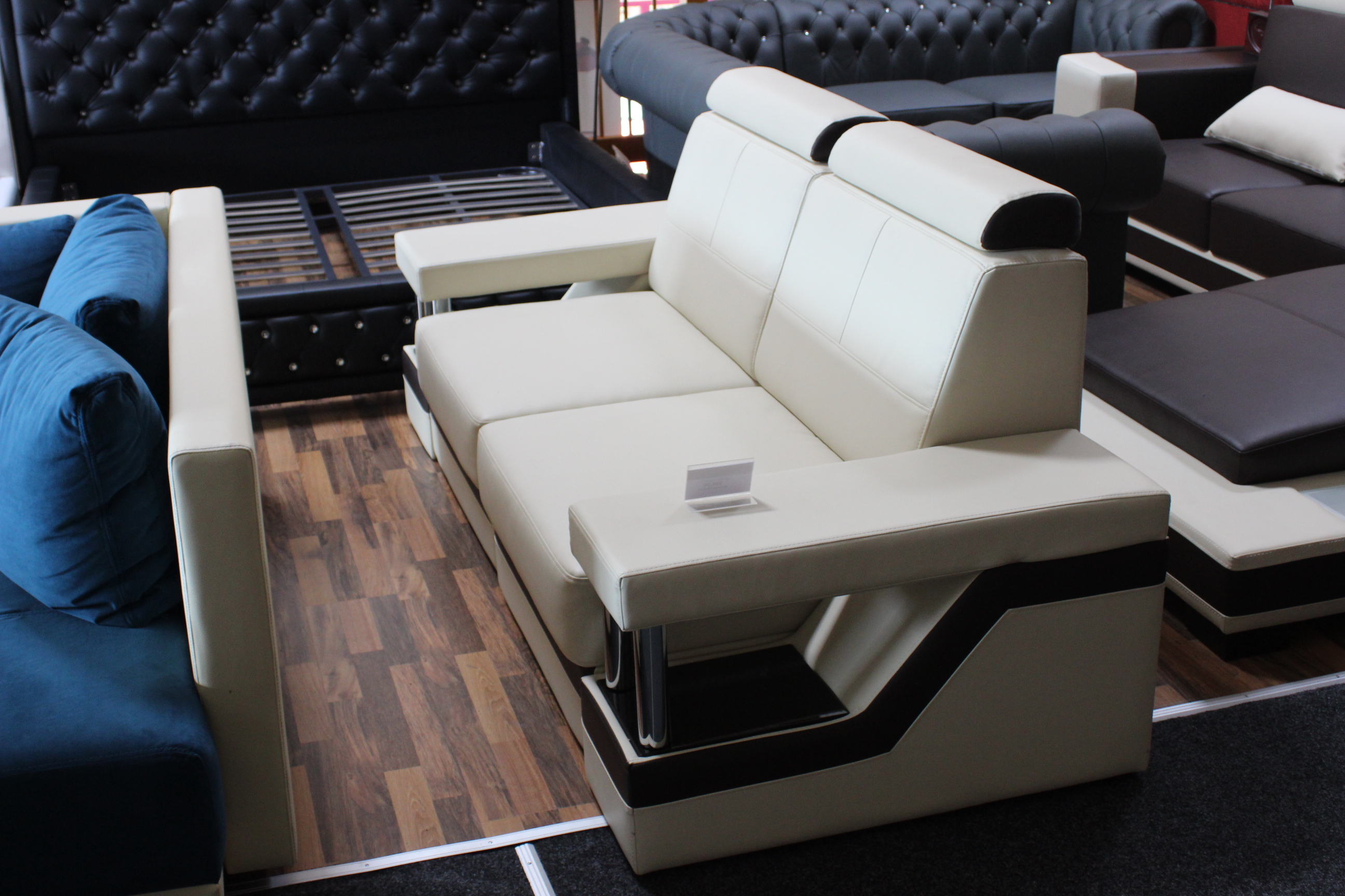 Ledersofa Sofa Couch 2 Sitz Polster Sitz Kunstleder Sofort lieferbar