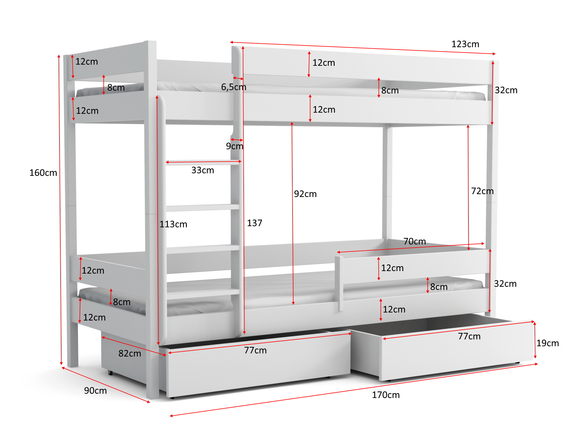 99rooms Mavie Etagenbett Graphit 80x160 cm