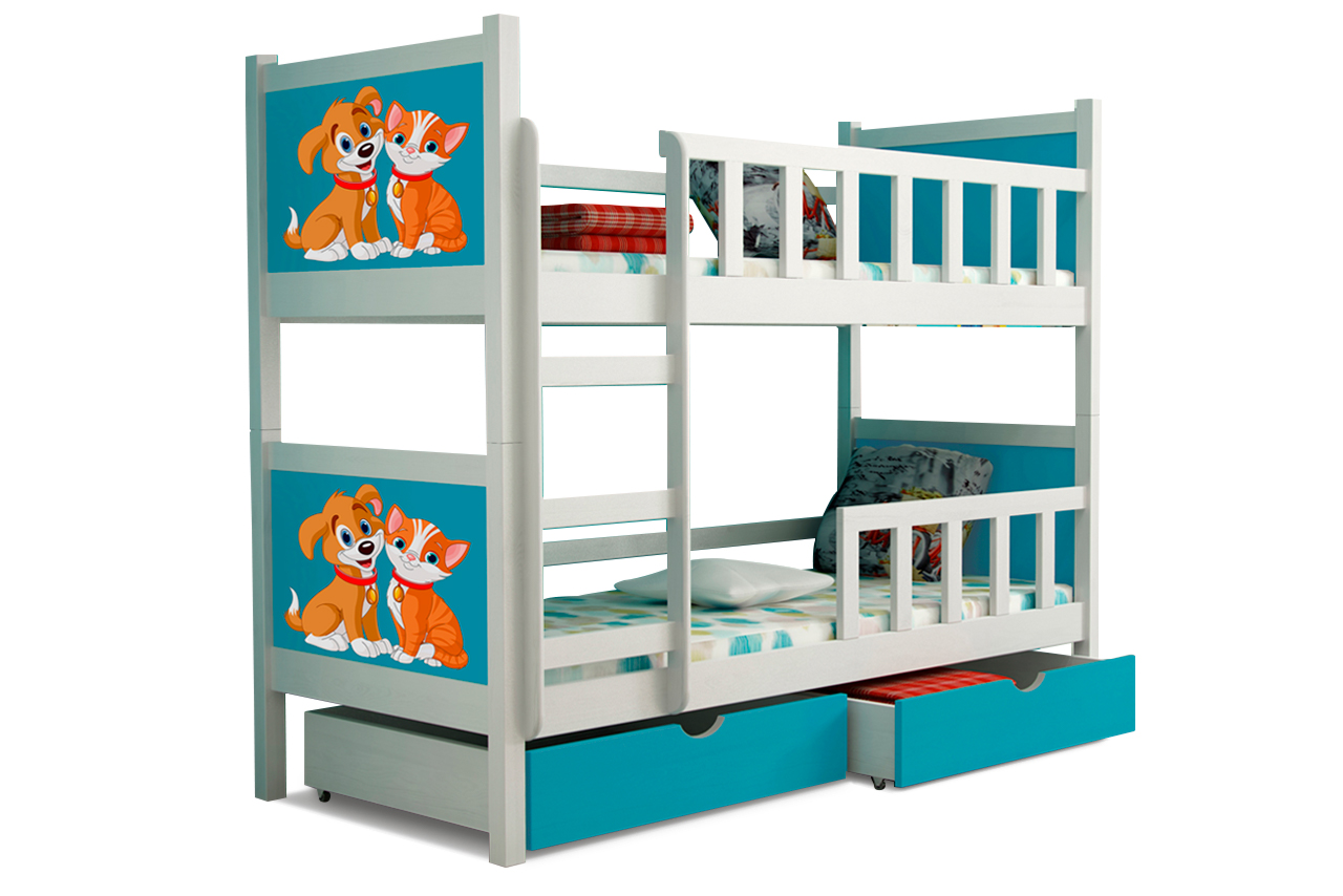 99rooms Zoo 1 Etagenbett Himmelblau Weiß