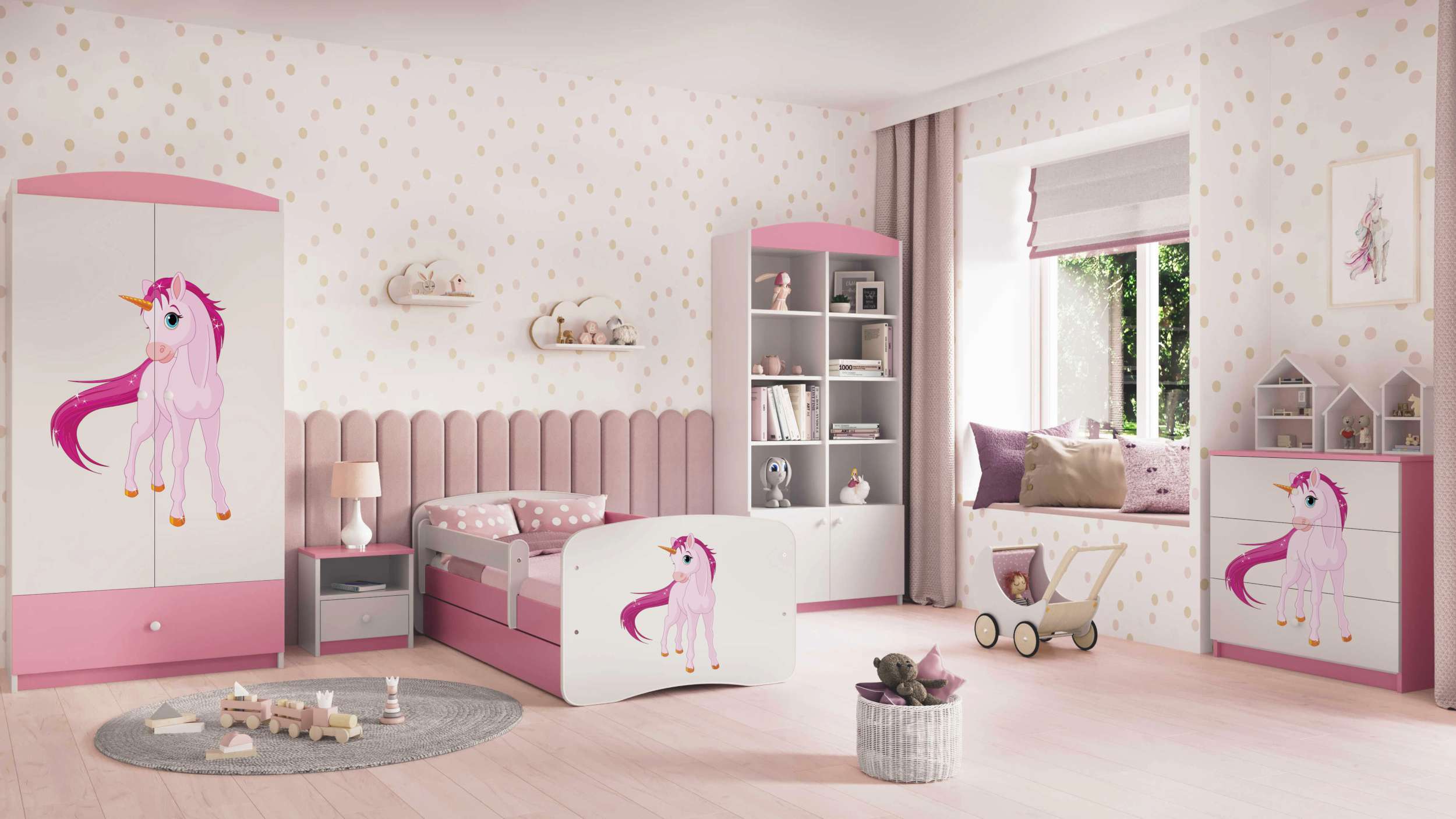 99rooms Dreams Motiv V Kinderzimmer-Set Weiß Rosa 70x140 cm