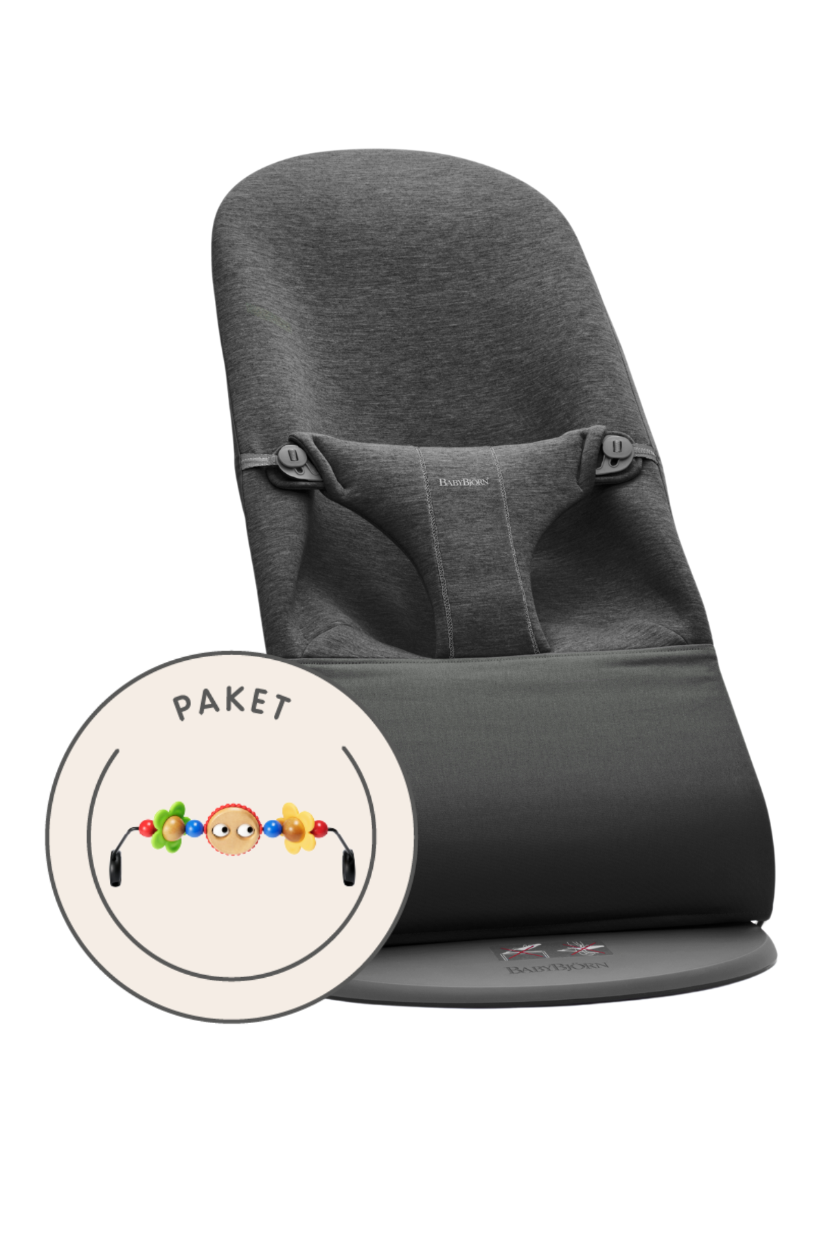 Babywippe und Spielzeug - Schwarzgrau / 3D-Jersey / Dunkelgrauer / Fröhliche Augen