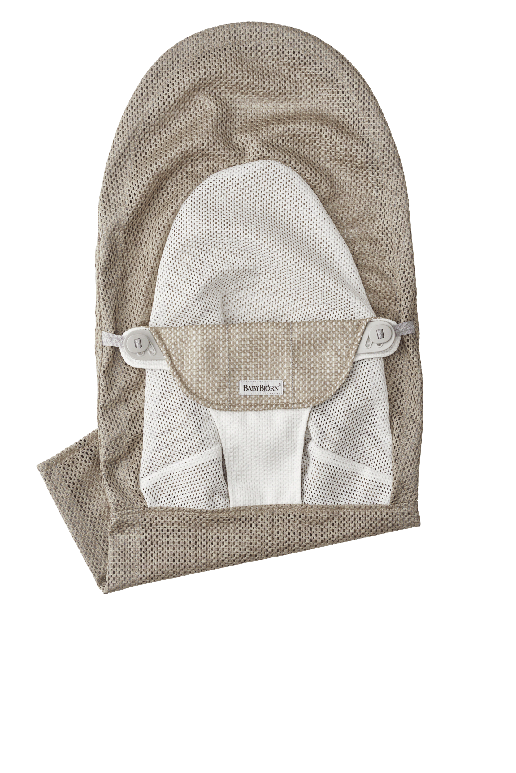 Zusätzlicher Stoffsitz für Babywippe Balance Soft - Grau-Beige/Weiß / Netzstoff