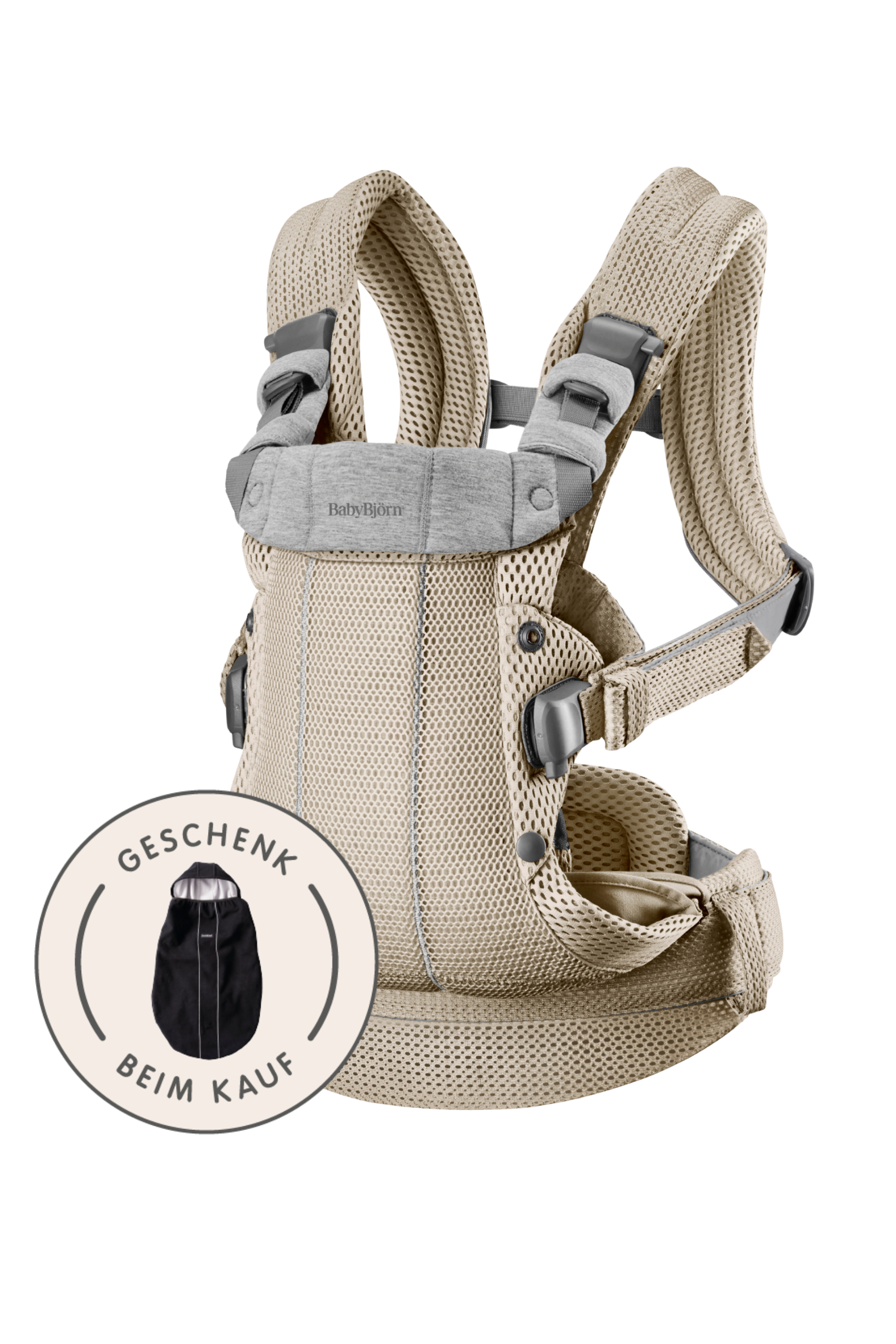 Babytrage Harmony - Grau beige / 3D-Netzstoff