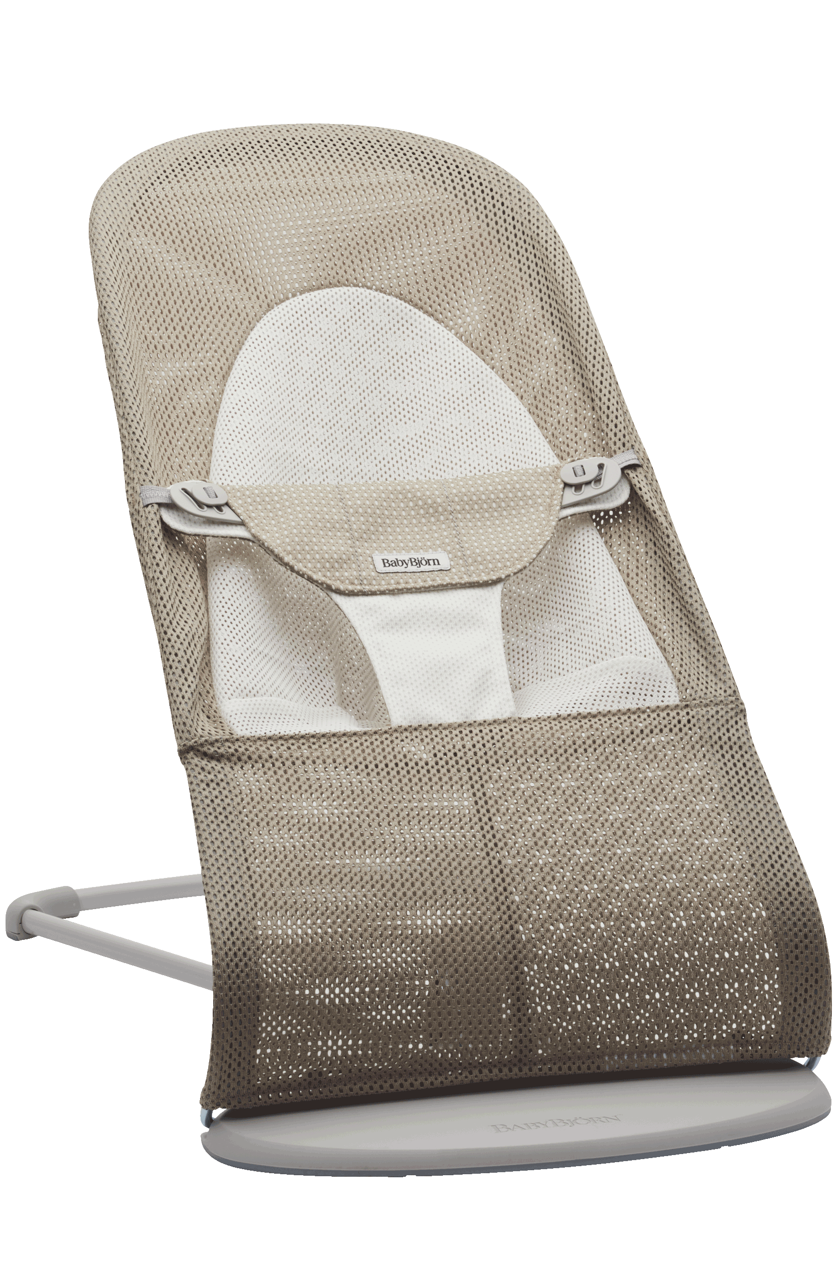 Babywippe Balance Soft - Grau-Beige/Weiß / Netzstoff / Hellgrauer