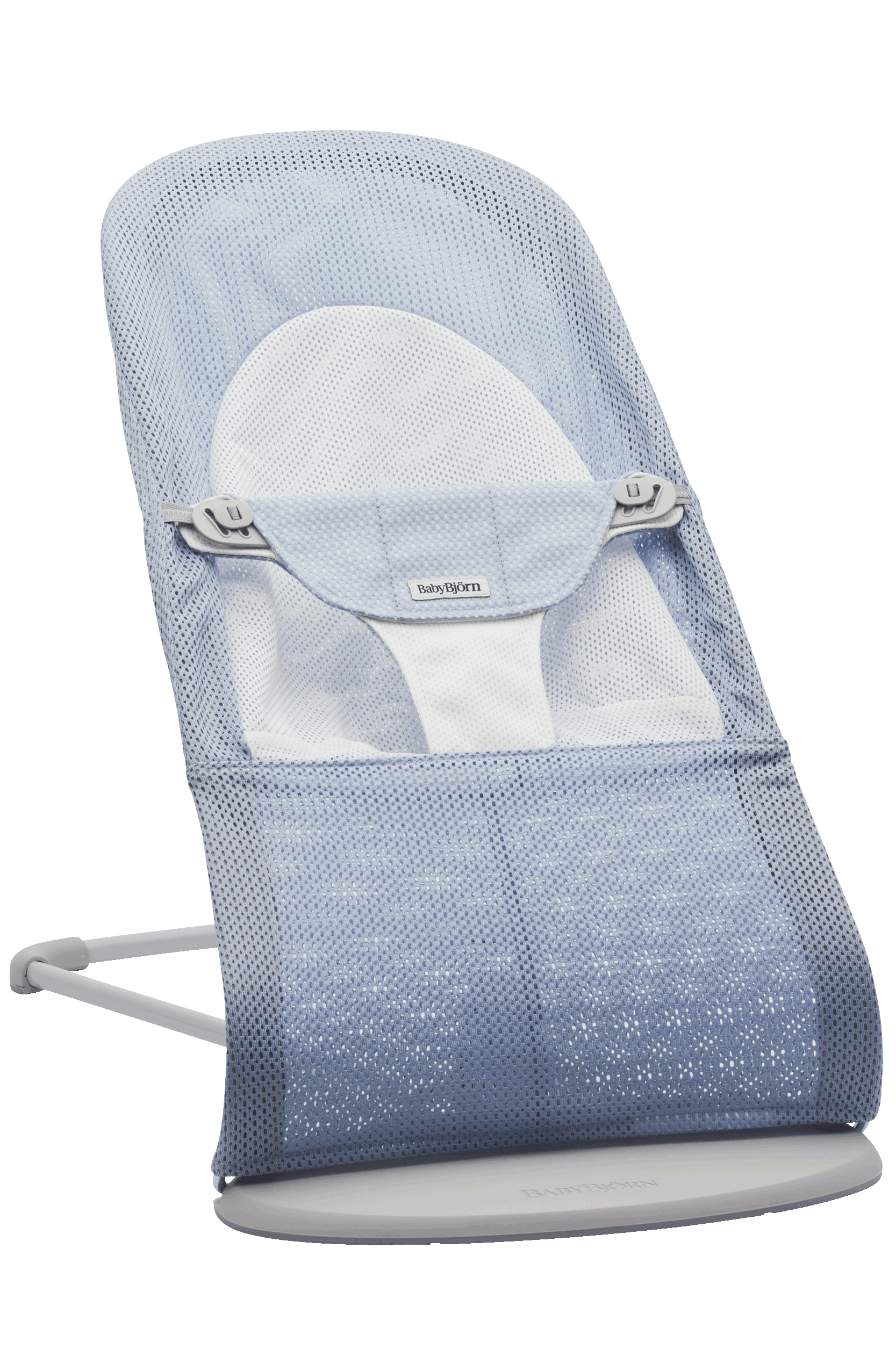 Babywippe Balance Soft - Himmelblau/Weiß / Netzstoff / Hellgrauer