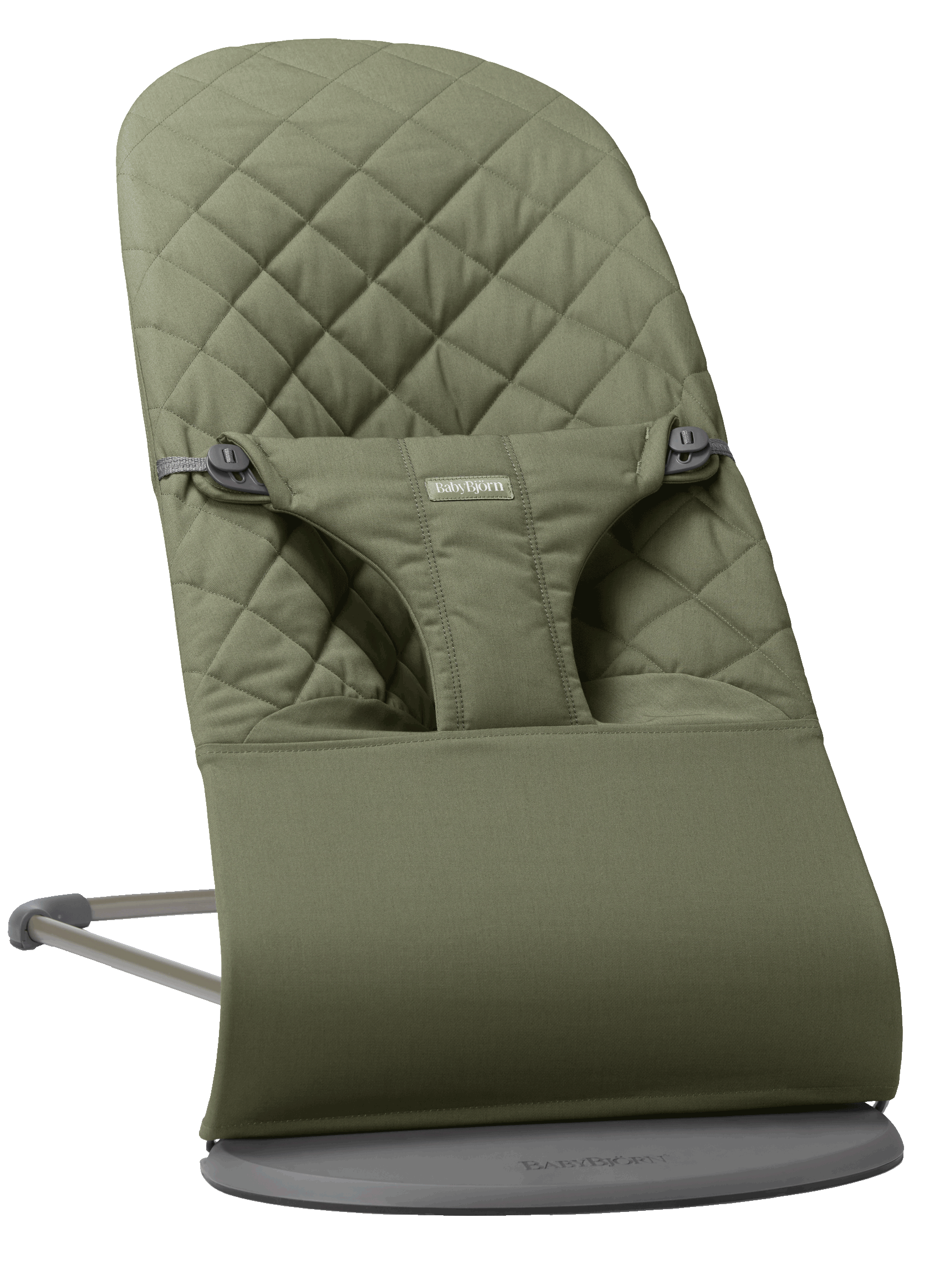 Babywippe Bliss - Dunkelgrün / Gewebt, Klassische Steppung / Dunkelgrauer