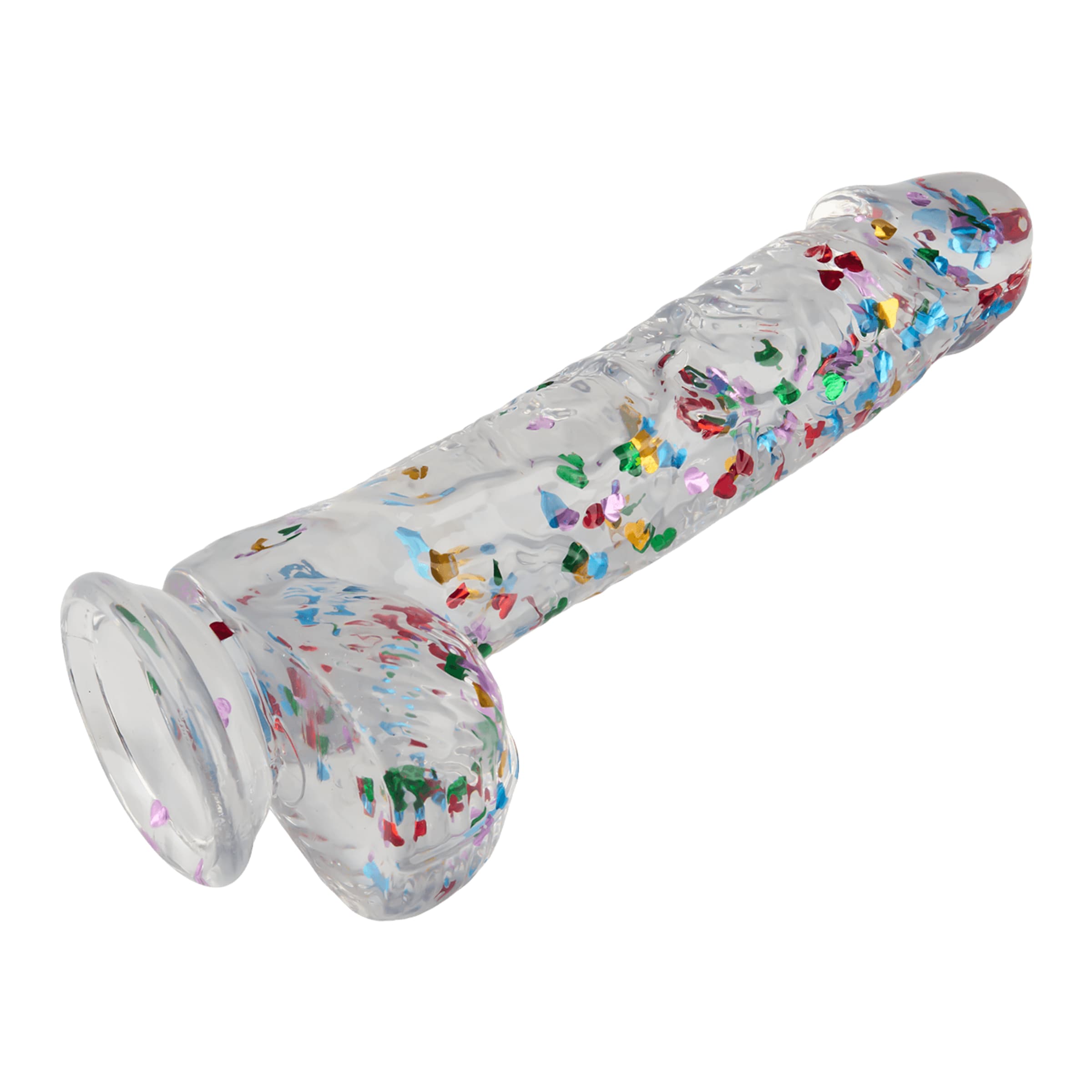 Glitzerherz-Dildo mit Saugfuß, 16,5 cm