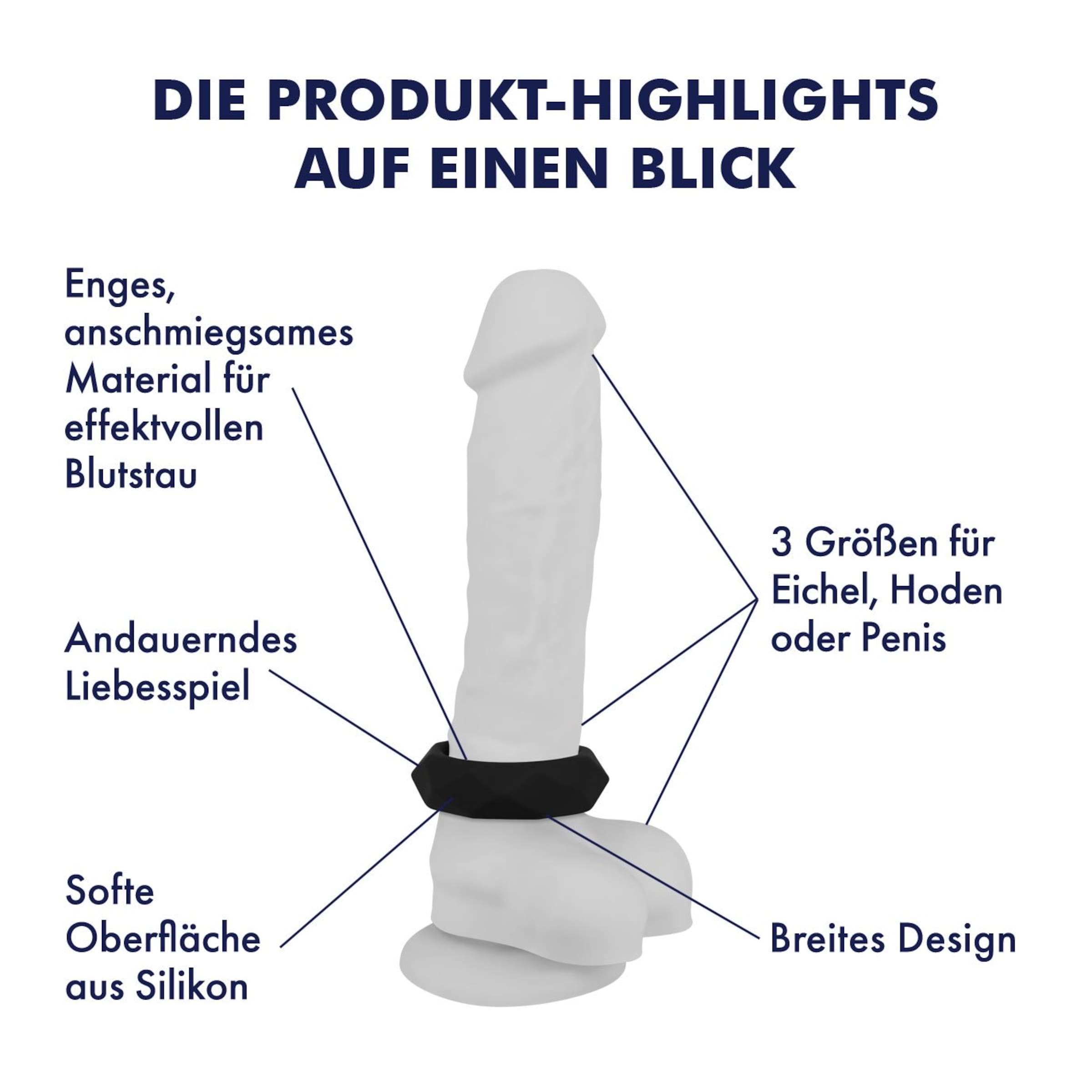 Penis- und Hodenring-Set, 3-teilig