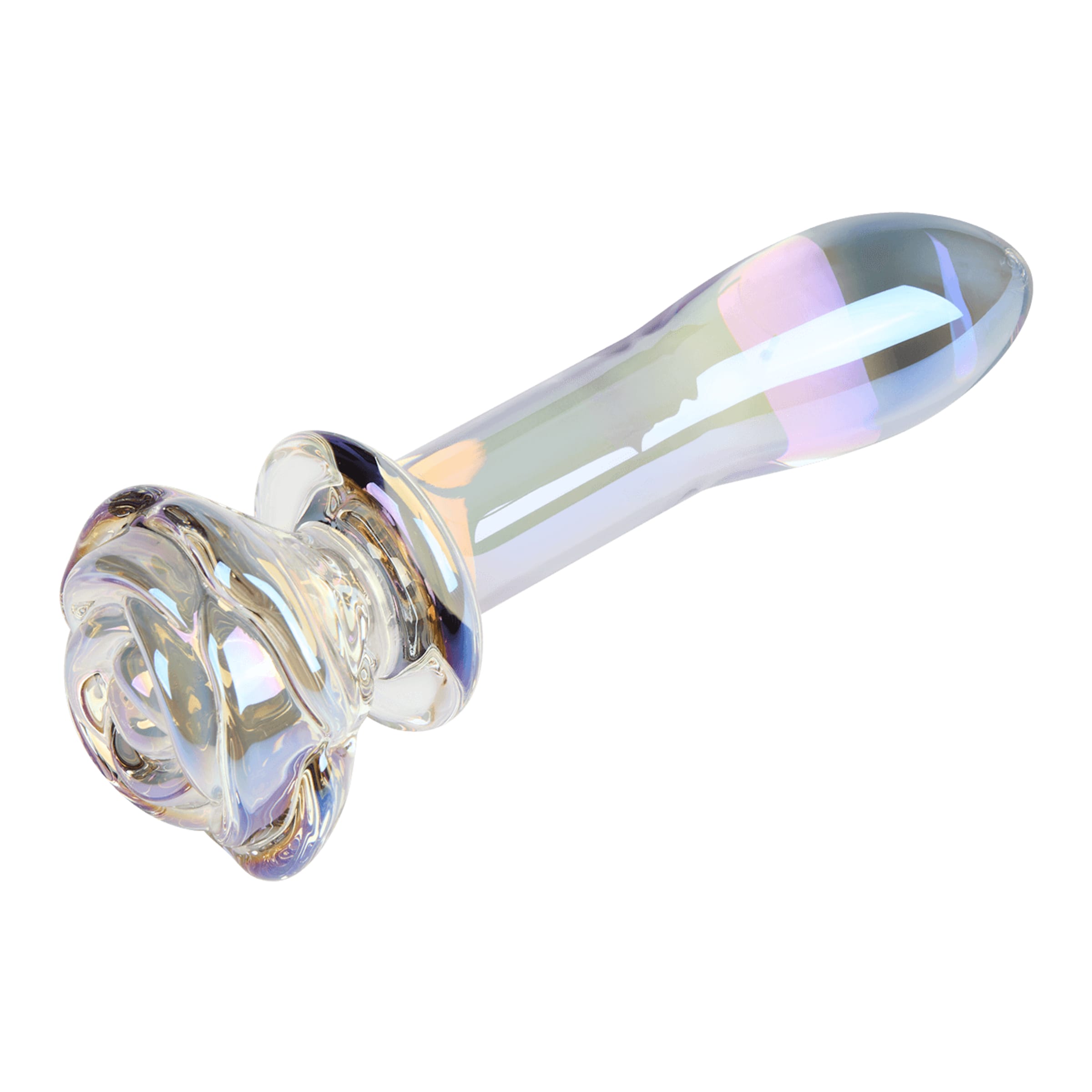 Glas-Analplug mit rosenförmiger Basis, 14,2 cm