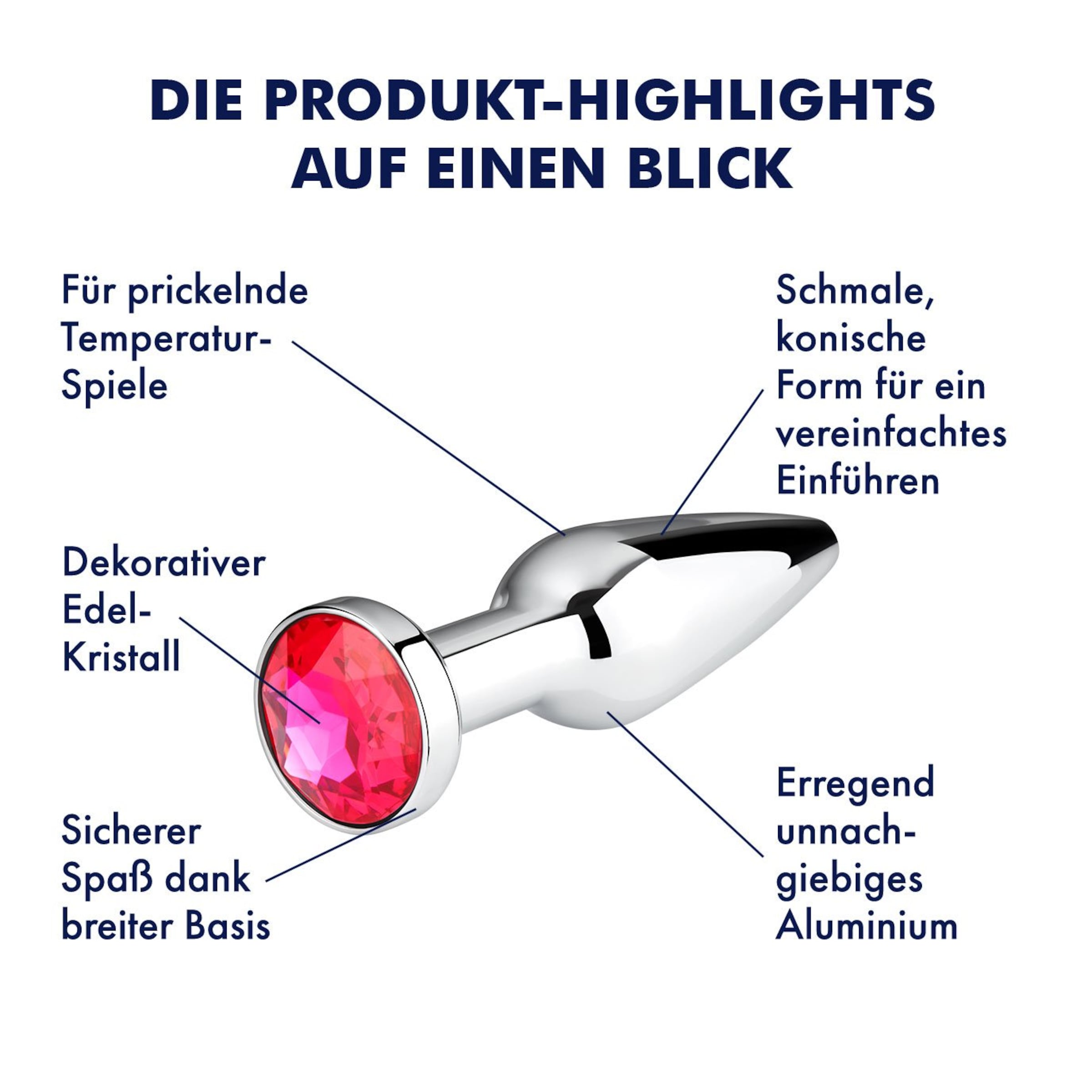 Konischer Analplug mit Kristall, 11 cm