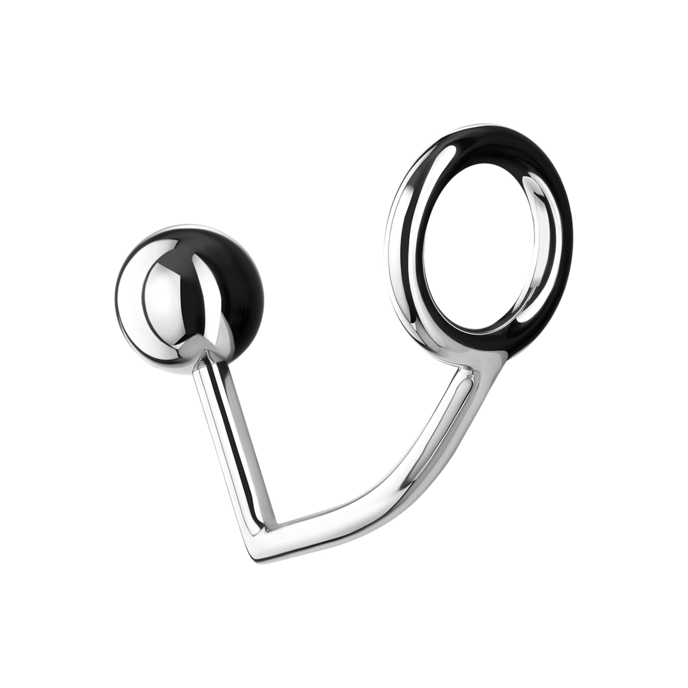 Metall-Penisring mit Analdildo, S, 4 cm
