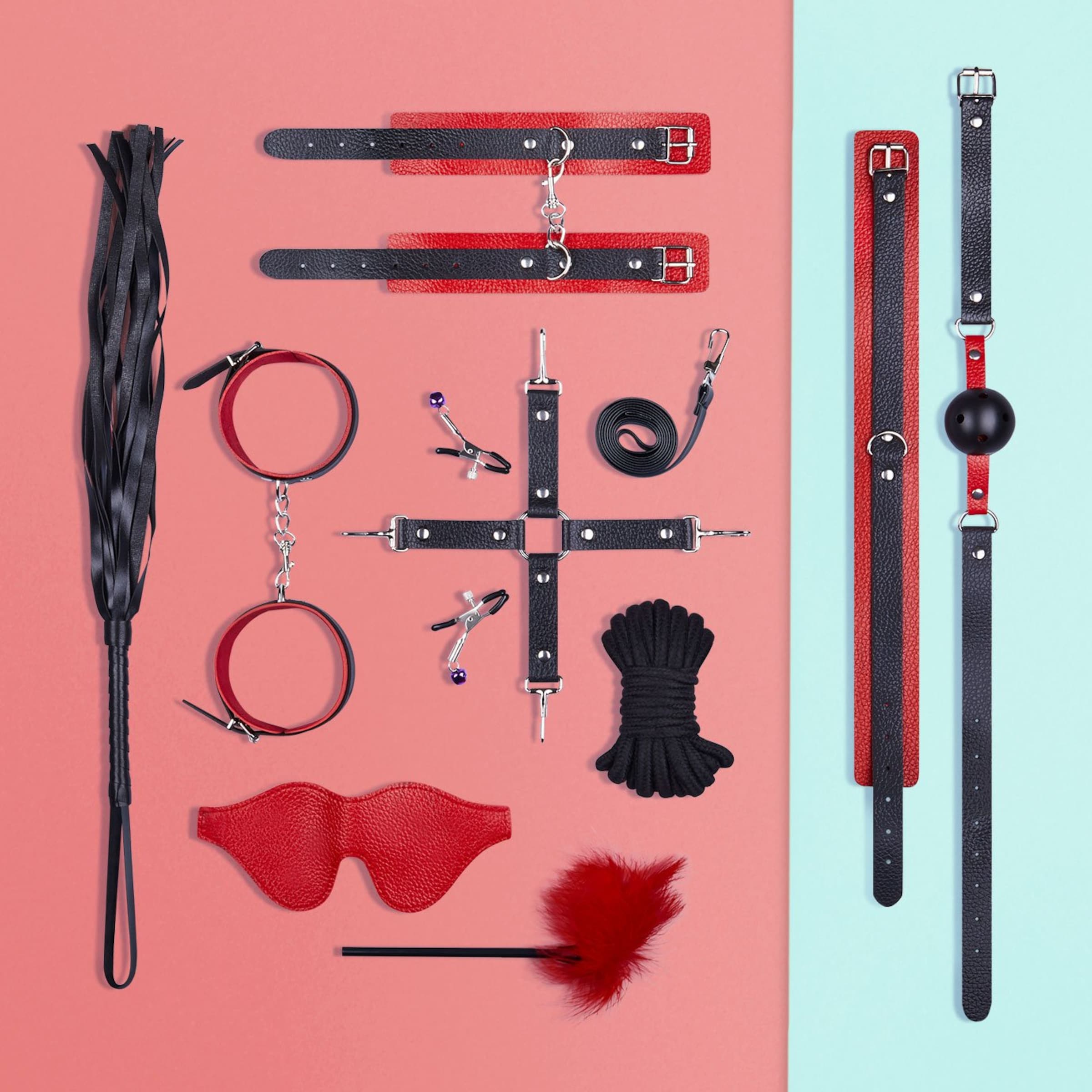 Vielseitiges BDSM-Set, 11 Teile
