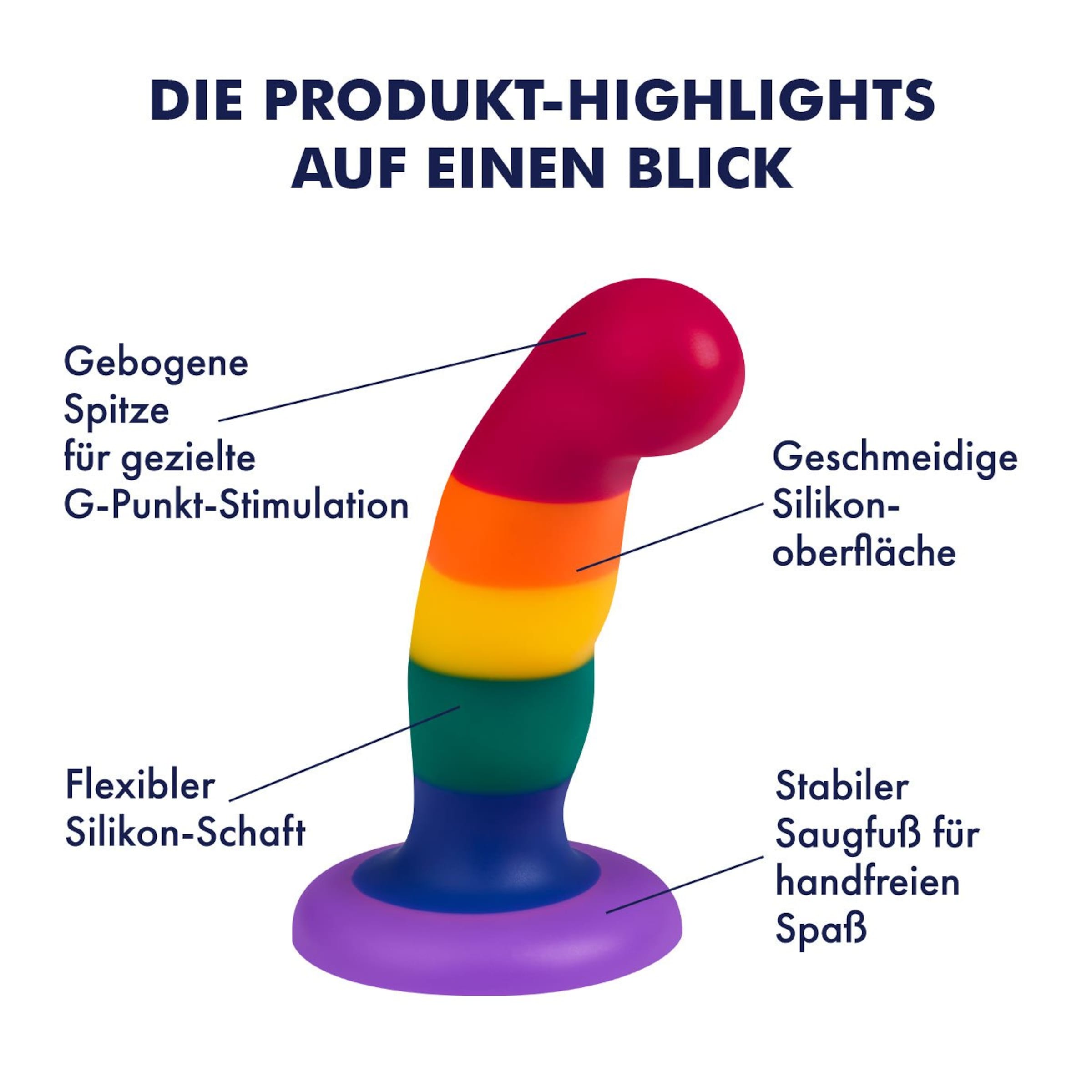 Bunter G-Punkt-Dildo mit Saugfuß, 14,2 cm