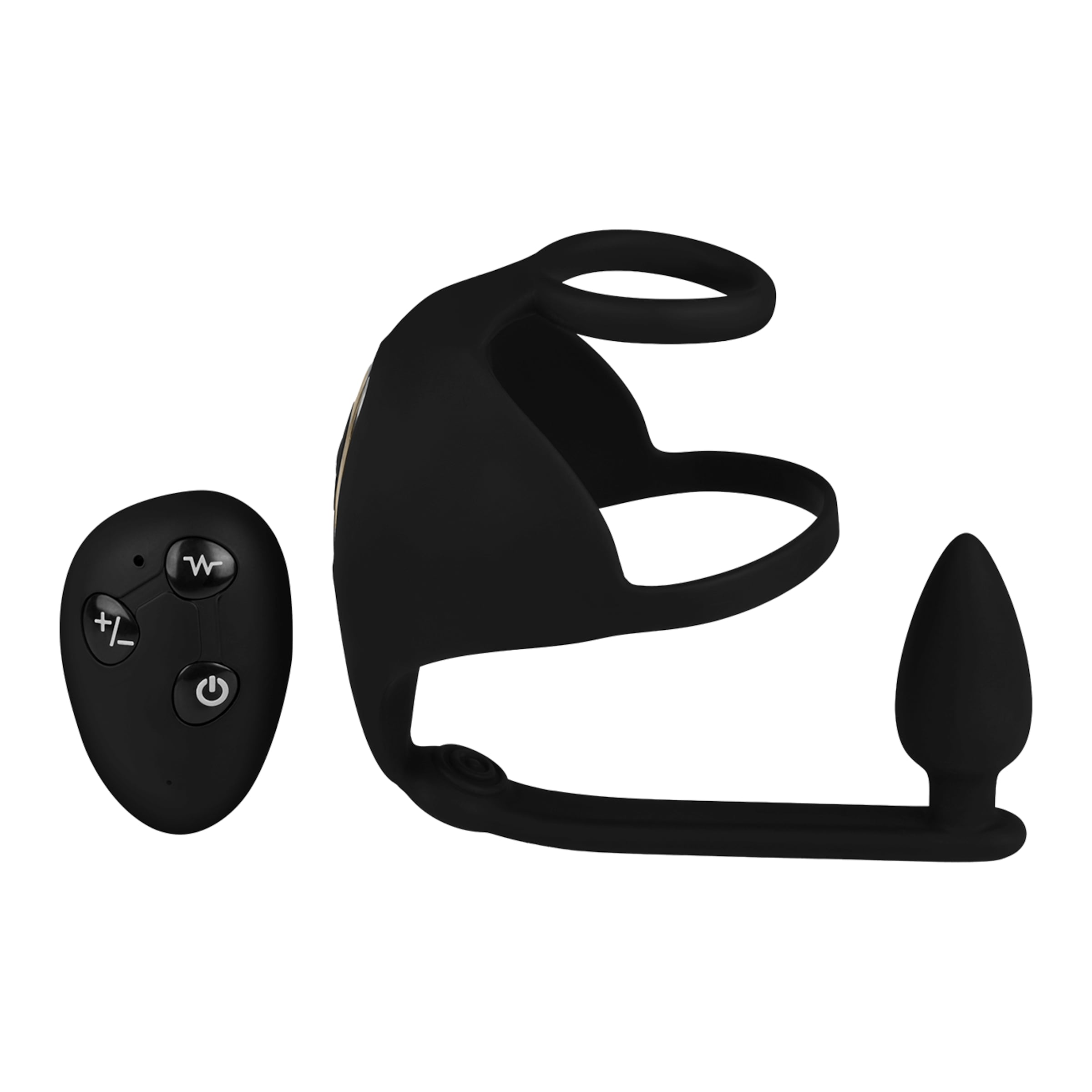 Vibro-Penis - und Hodenring mit integriertem Analplug