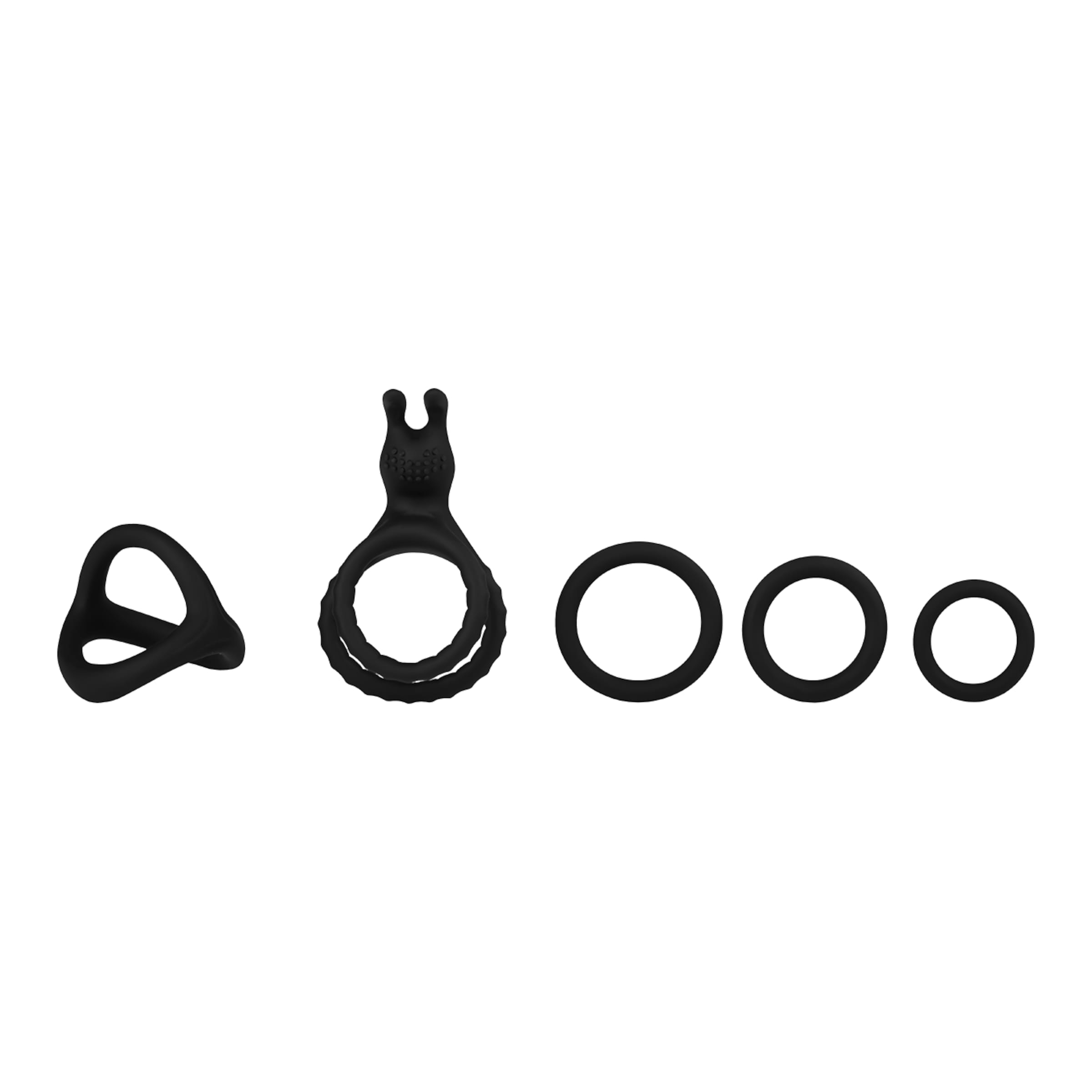 Vielseitiges Penisring-Set aus Silikon, 5 Teile