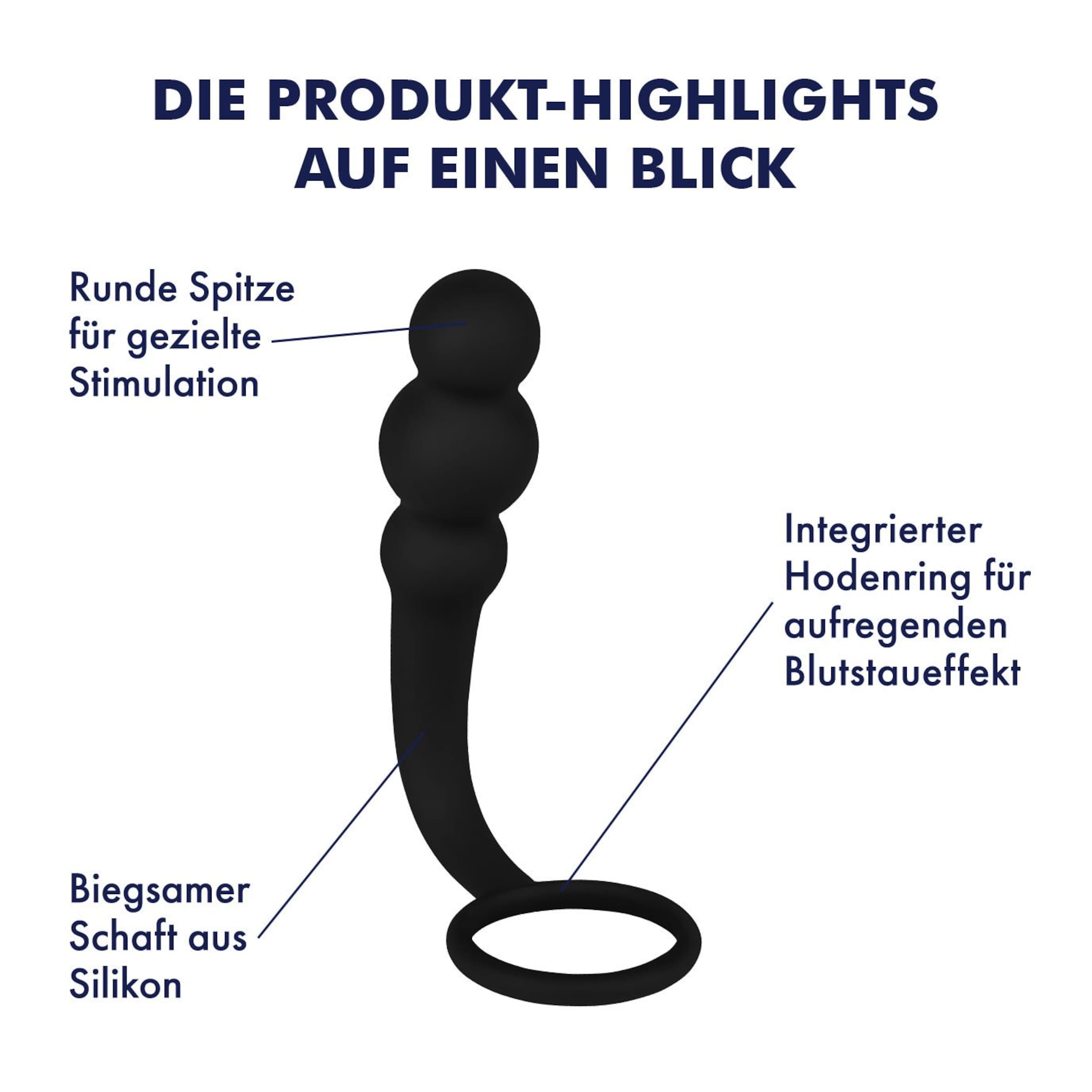 Sinnlicher Analplug mit Hodenring, 14,5 cm