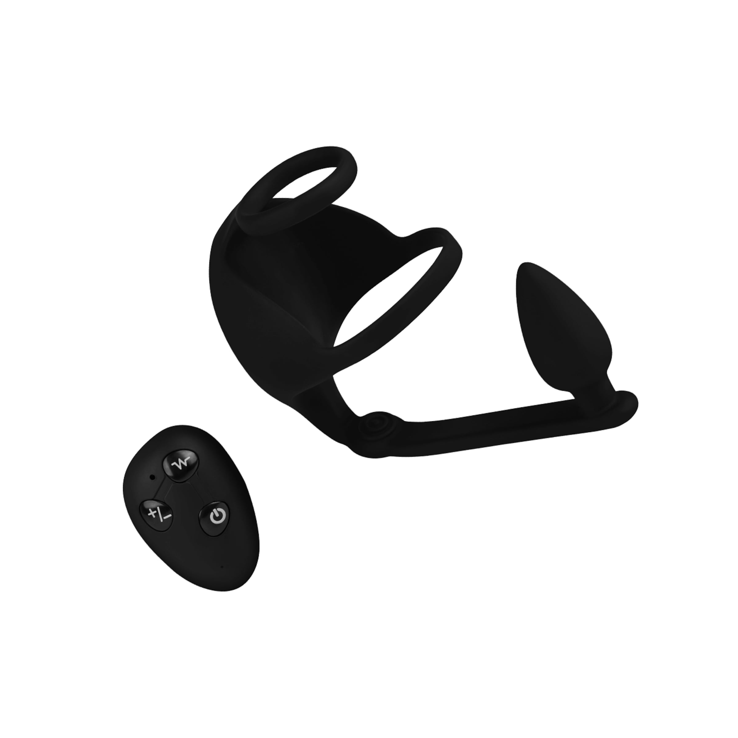 Vibro-Penis - und Hodenring mit integriertem Analplug