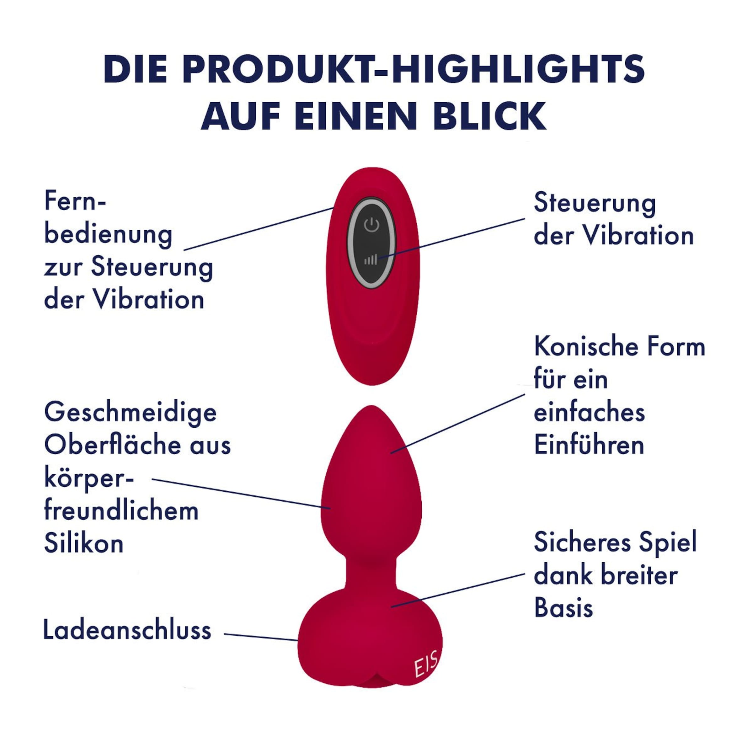 Rosen-Analplug mit LED-Licht, 9,5 cm