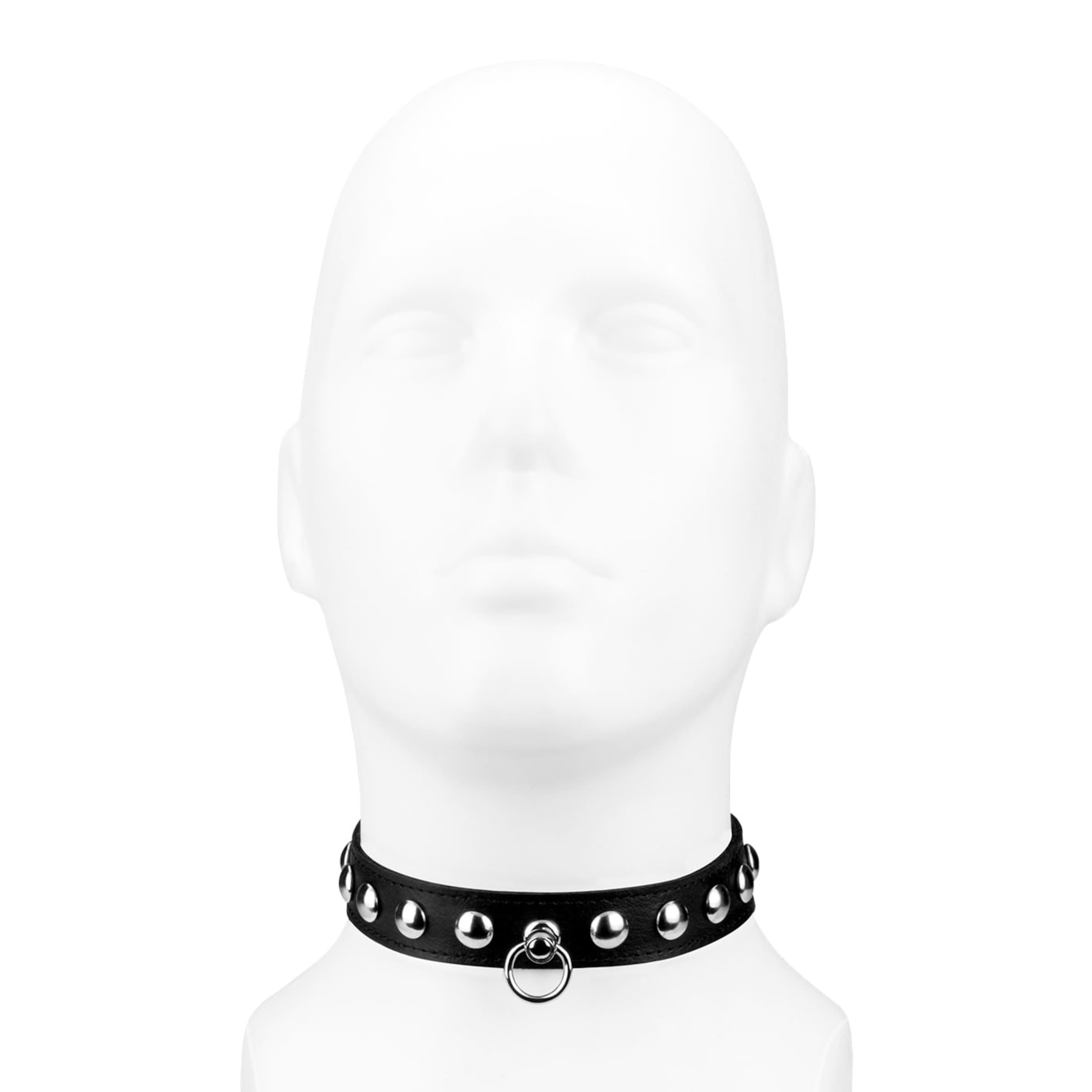 Leder-Halsband mit Rundnieten