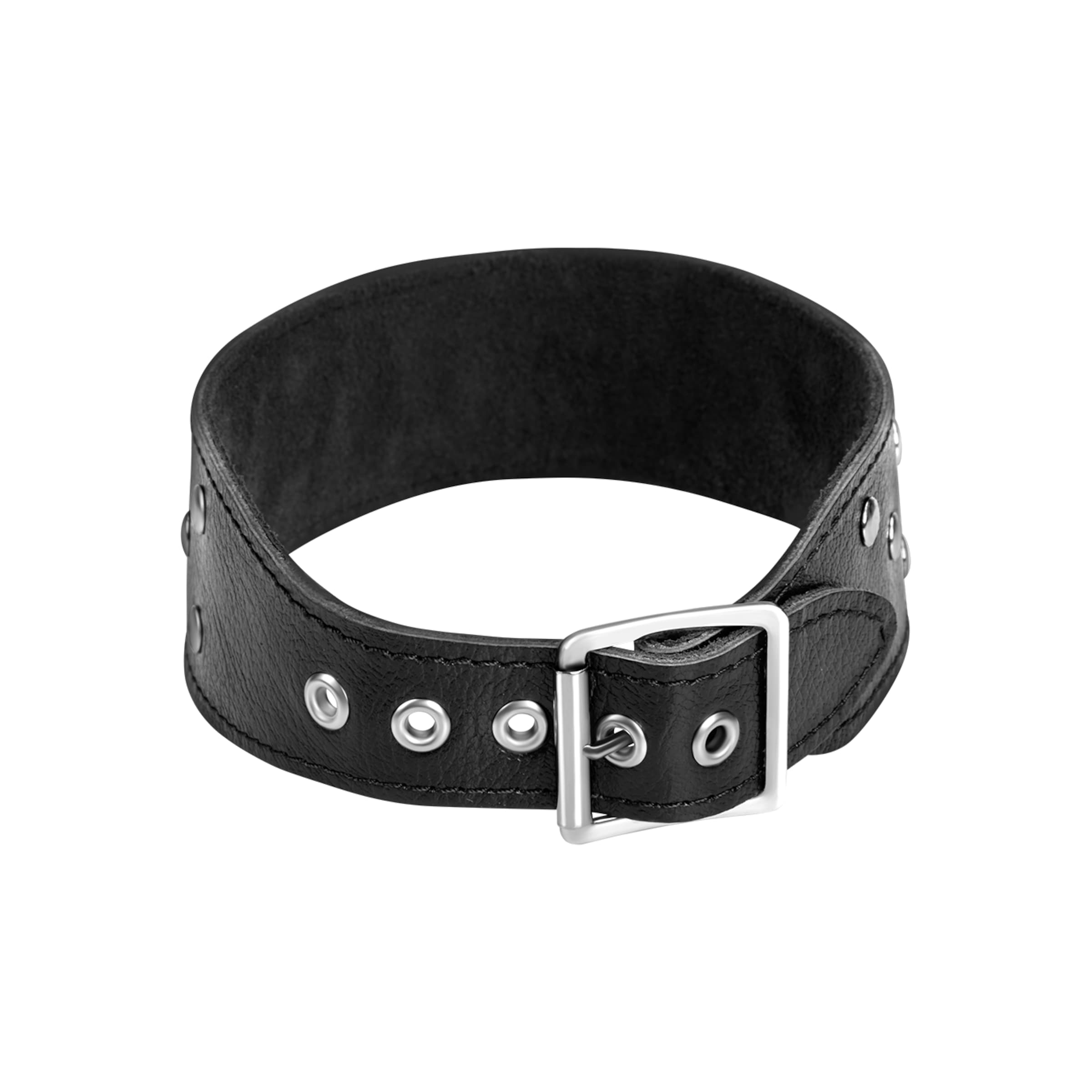 Breites Leder-Halsband mit Flachnieten