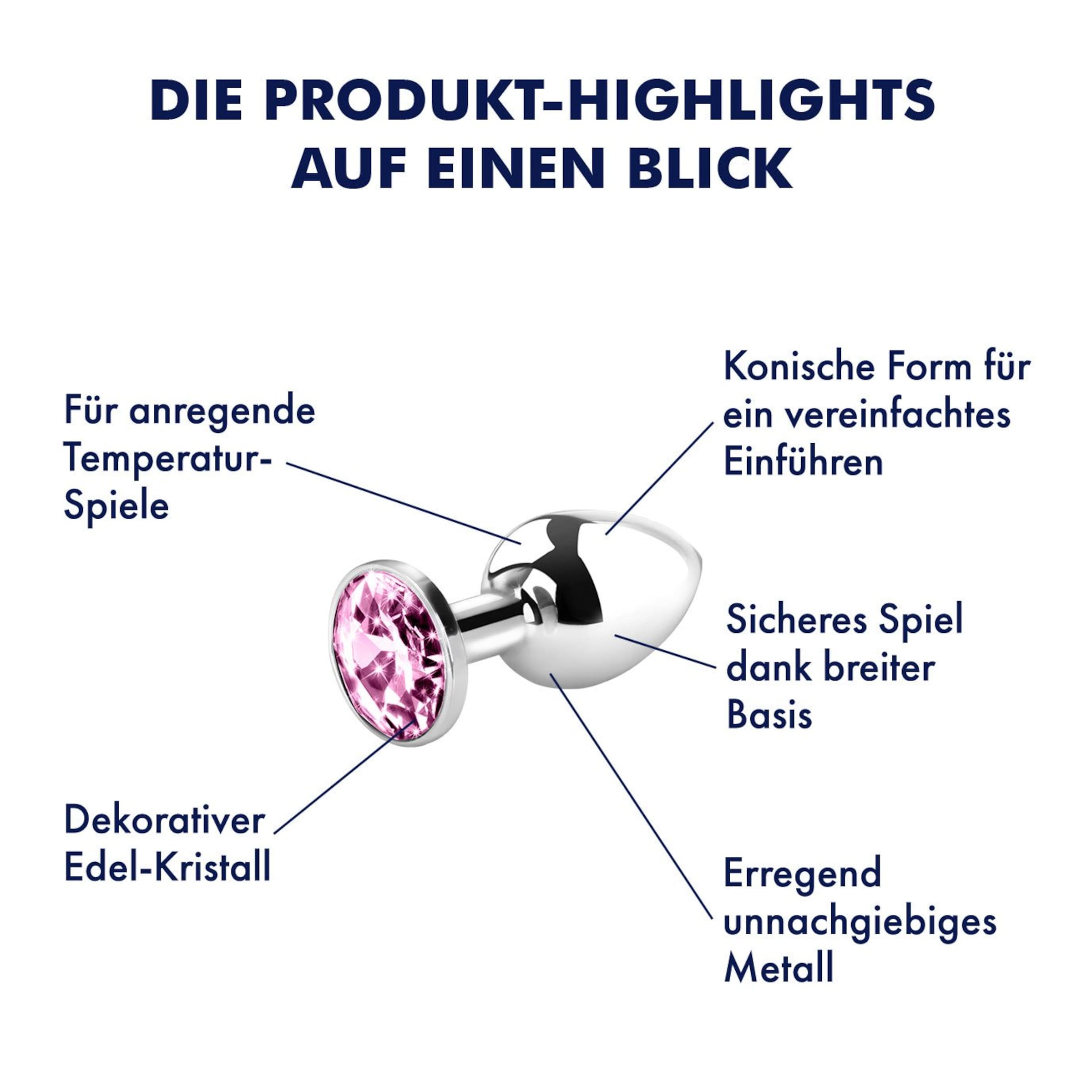 Metall-Analplug mit Kristall, 7,5 cm
