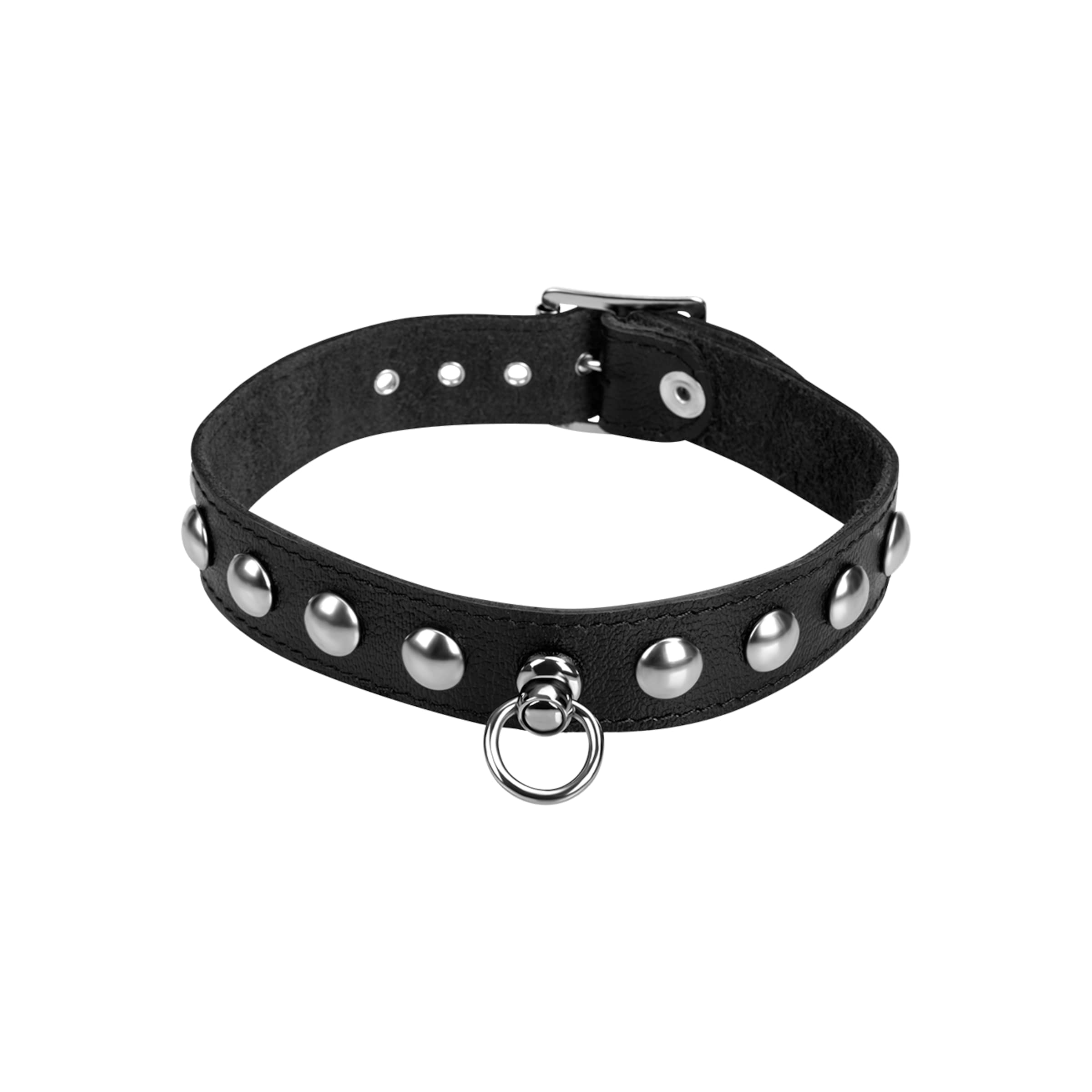 Leder-Halsband mit Rundnieten