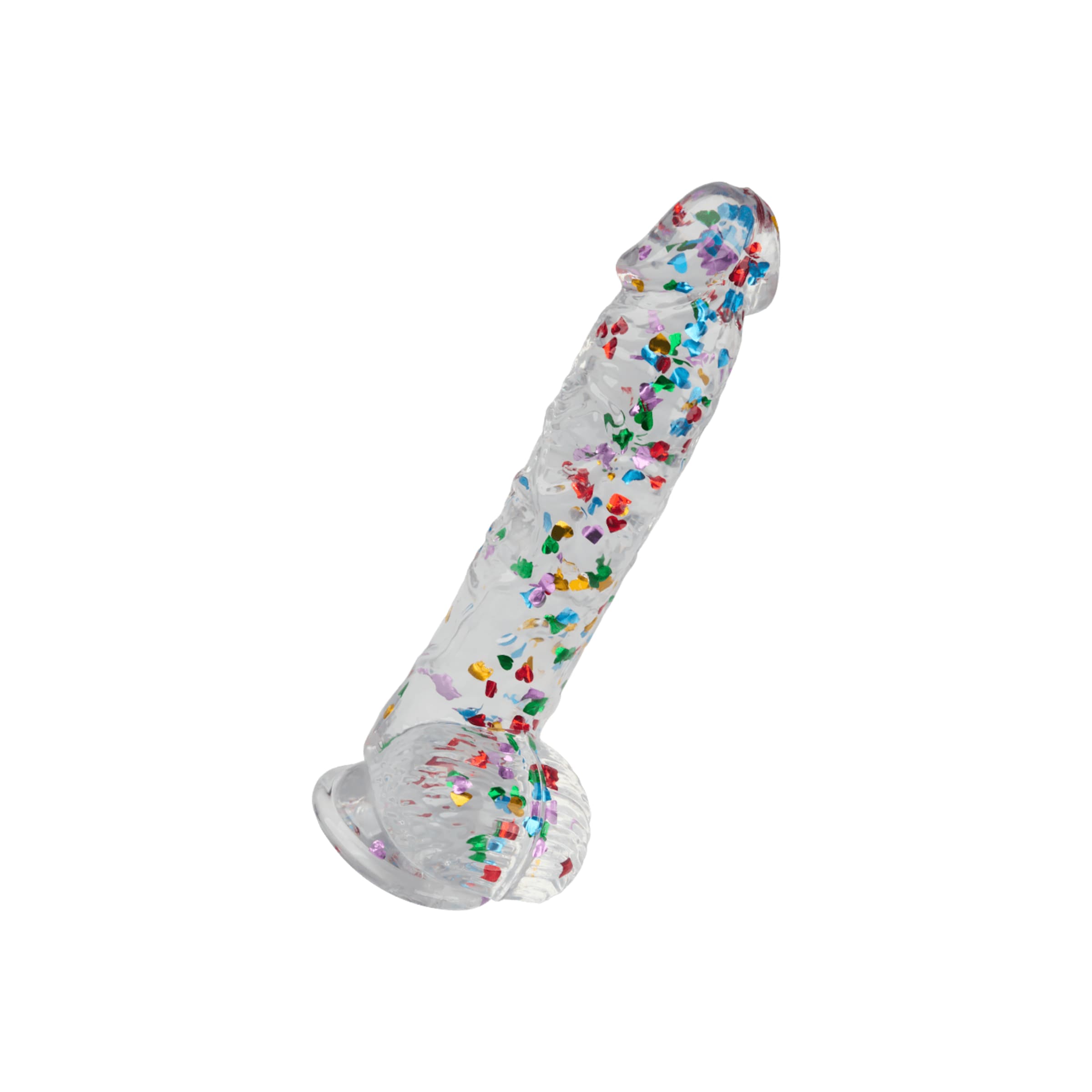 Glitzerherz-Dildo mit Saugfuß, 16,5 cm