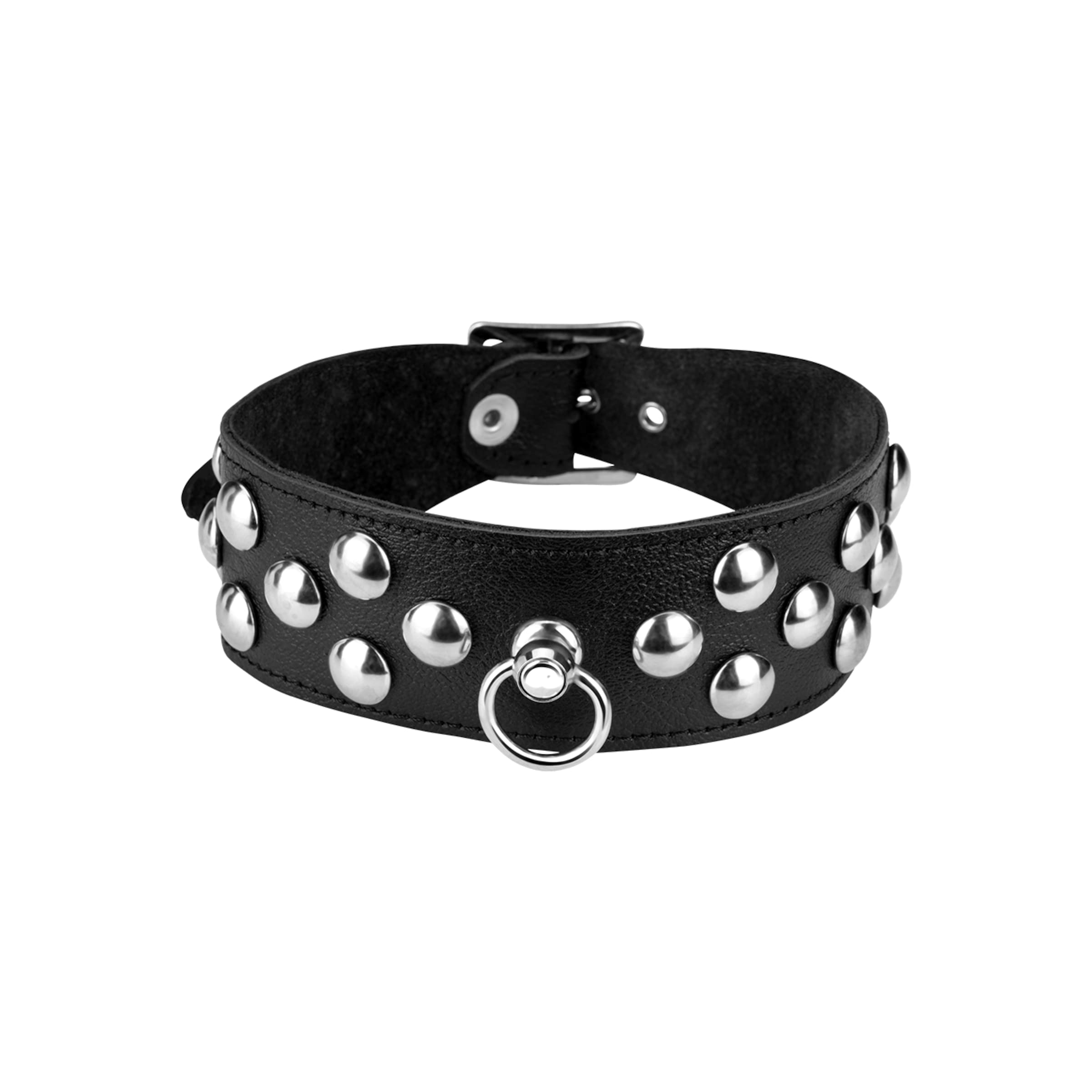 Leder-Halsband mit großen Flachnieten