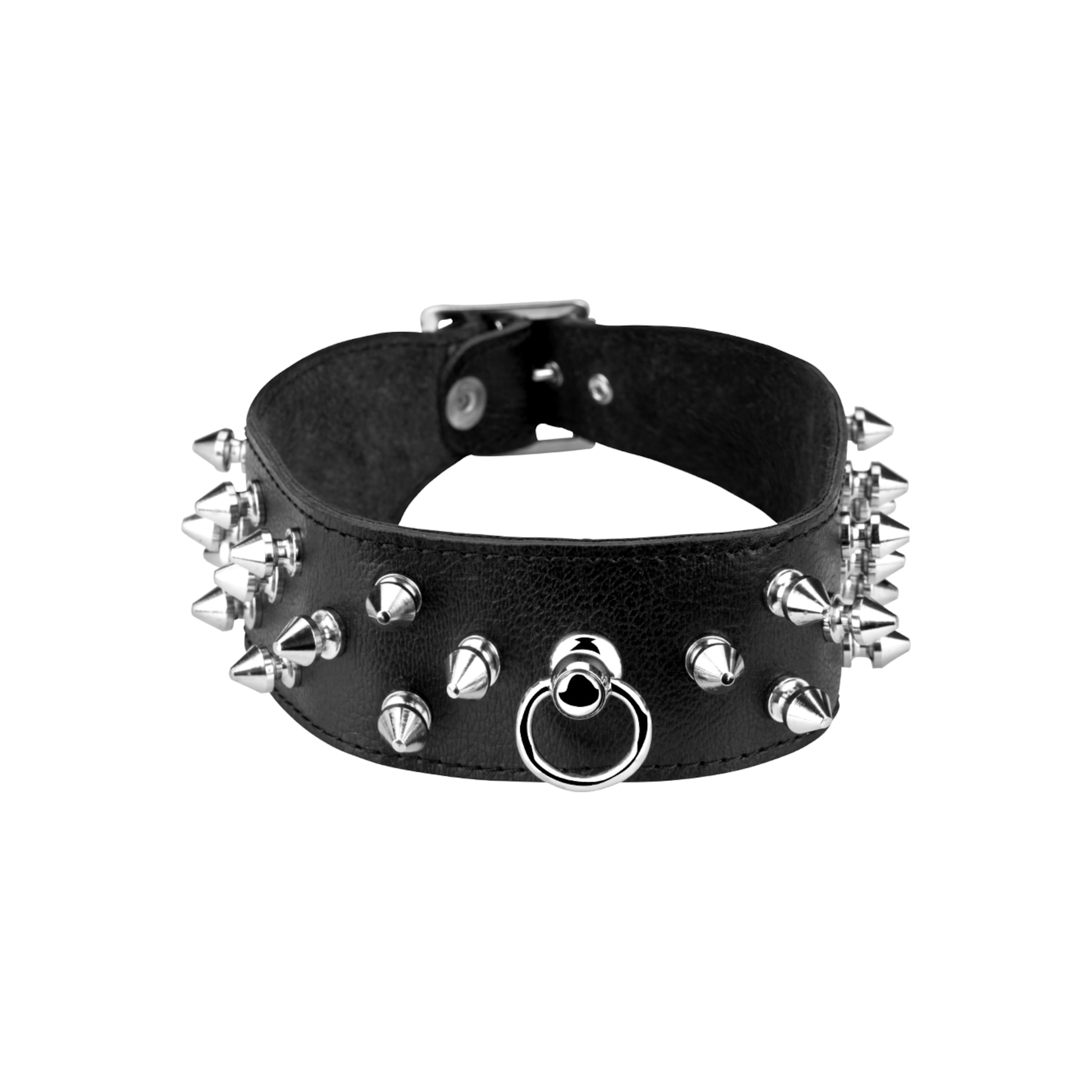 Breites Leder-Halsband mit Killernieten