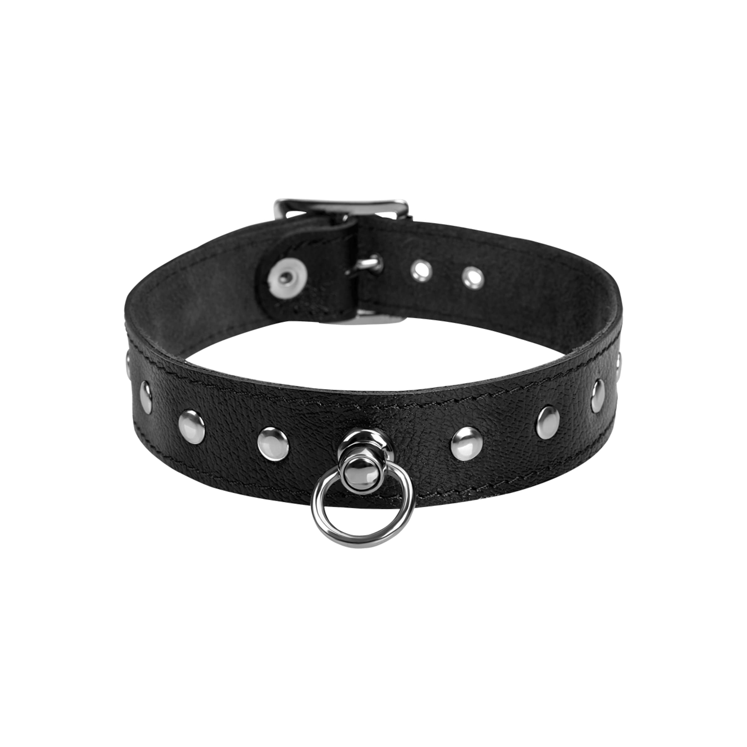 Leder-Halsband mit Flachnieten
