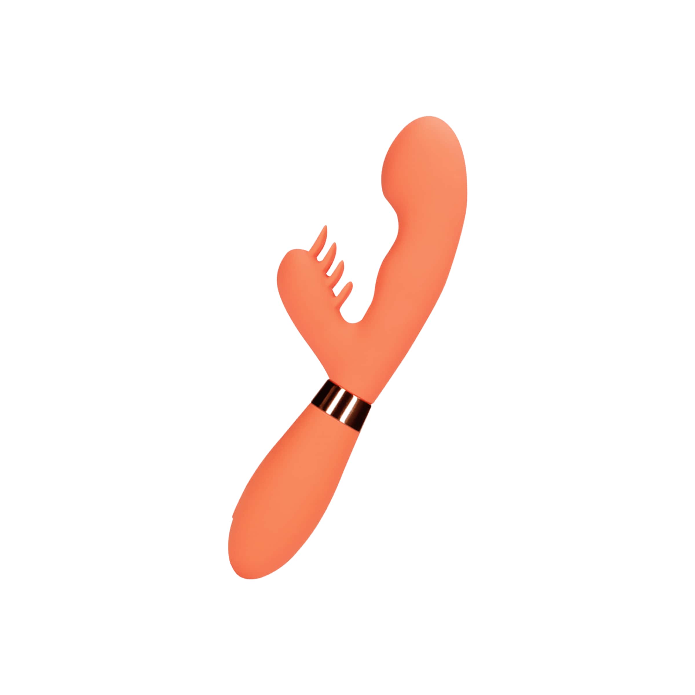 Silicone Rabbit Vibrator with Ribbed Clitoral Stimulator, 21,4 cm