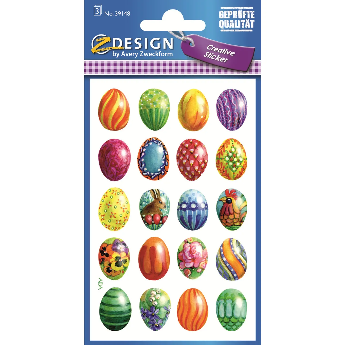 Avery Zweckform Z-Design 39148 Oster Sticker, Ostereier, 3 Bogen/60 Sticker