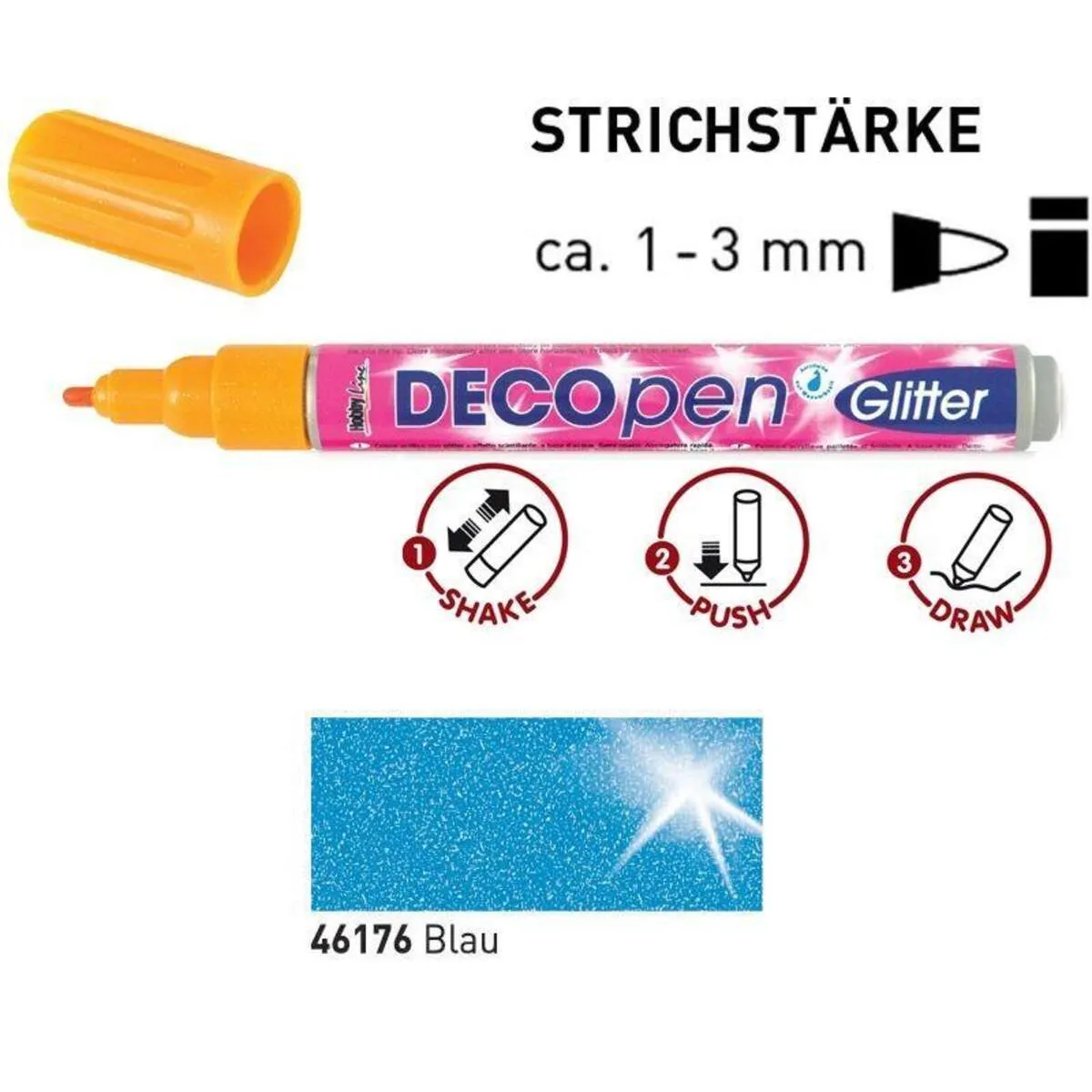 KREUL 46176 DecoPen Glitter Blau 1-3 mm