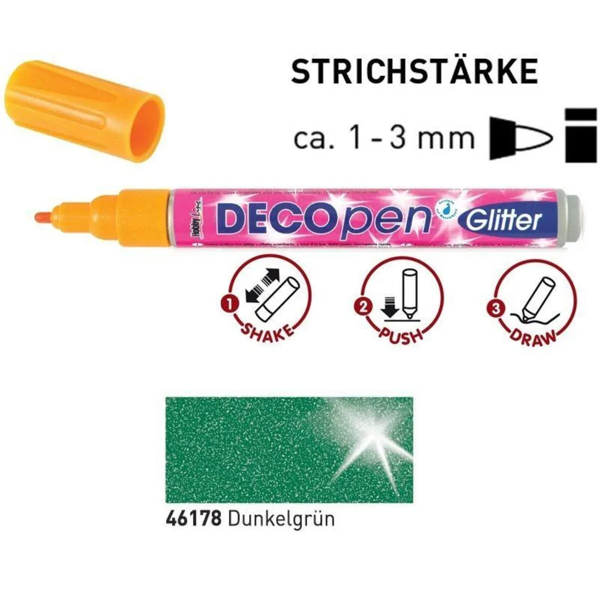 KREUL 46178 DecoPen Glitter Dunkelgrün 1-3 mm