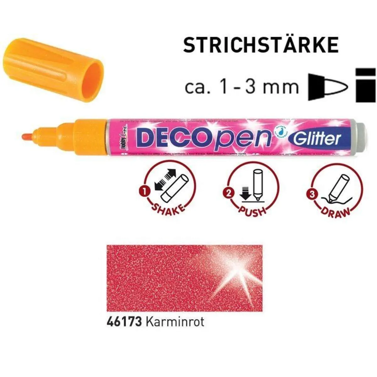 KREUL 46173 DecoPen Glitter Karminrot 1-3 mm