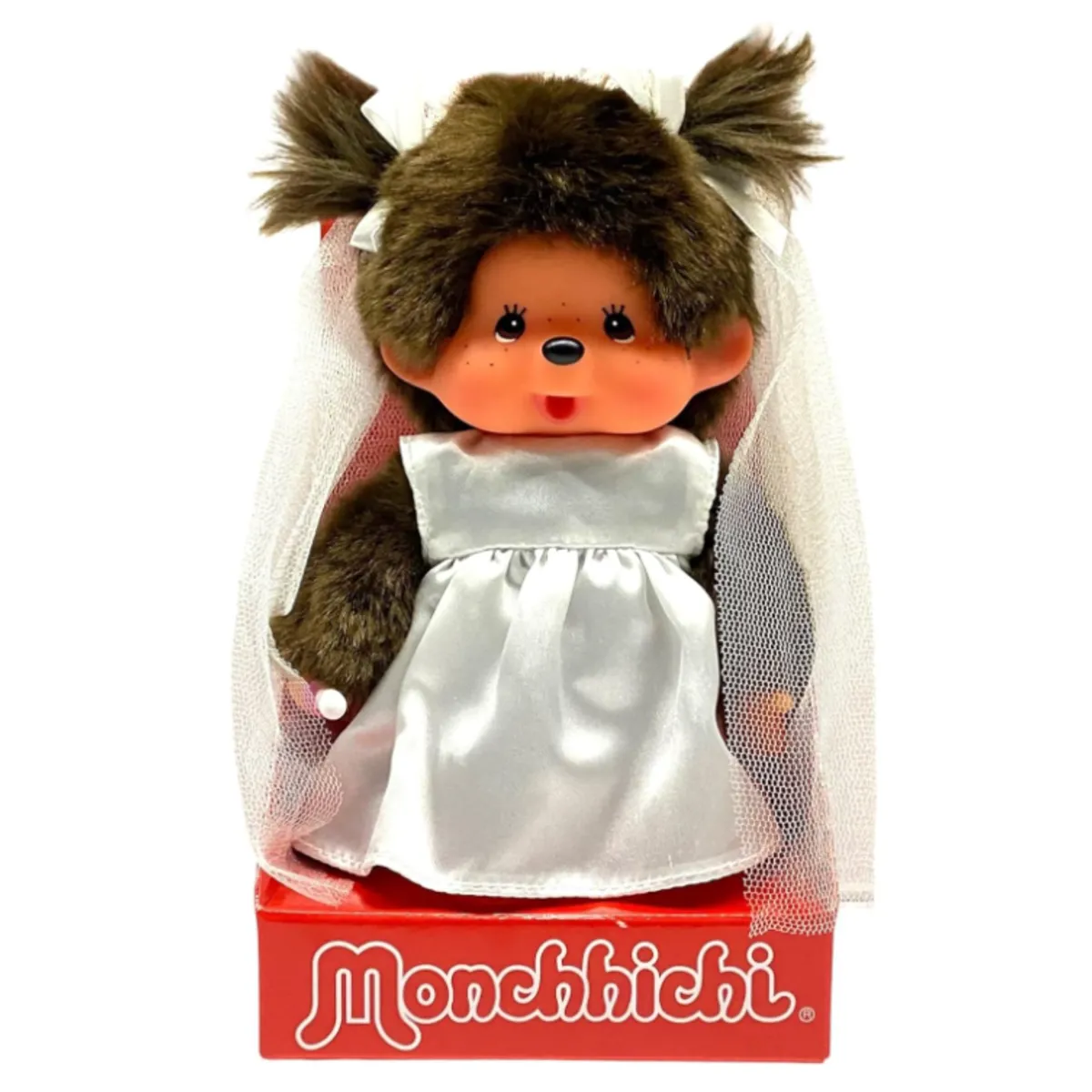 Sekiguchi Monchhichi Mädchen mit Brautkleid und Schleifen, 20 cm