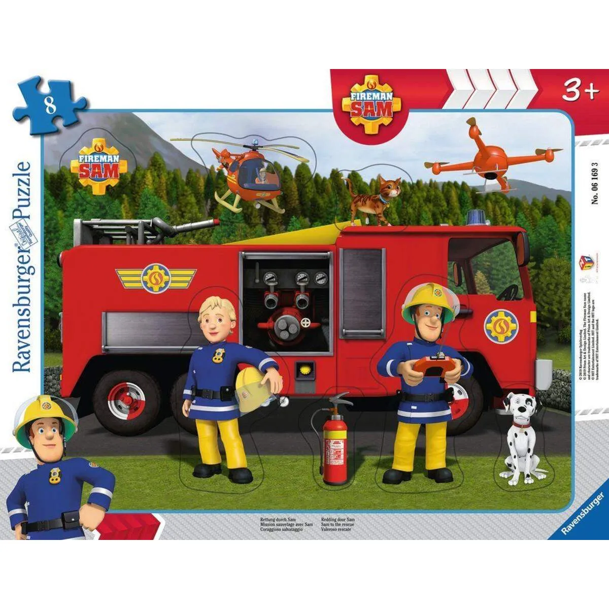 RAVENSBURGER 6169 Kinderpuzzle 8 Teile Feuerwehrmann Sam Rettung durch Sam