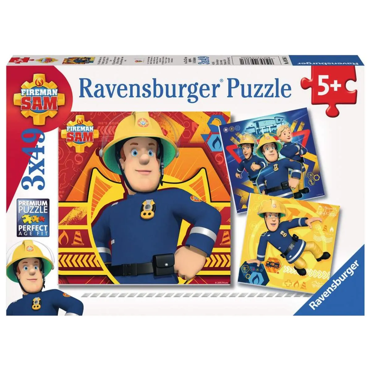 Ravensburger 09386 Kinderpuzzle 3x49 Teile - Feuerwehrmann Sam - Bei Gefahr Sam rufen