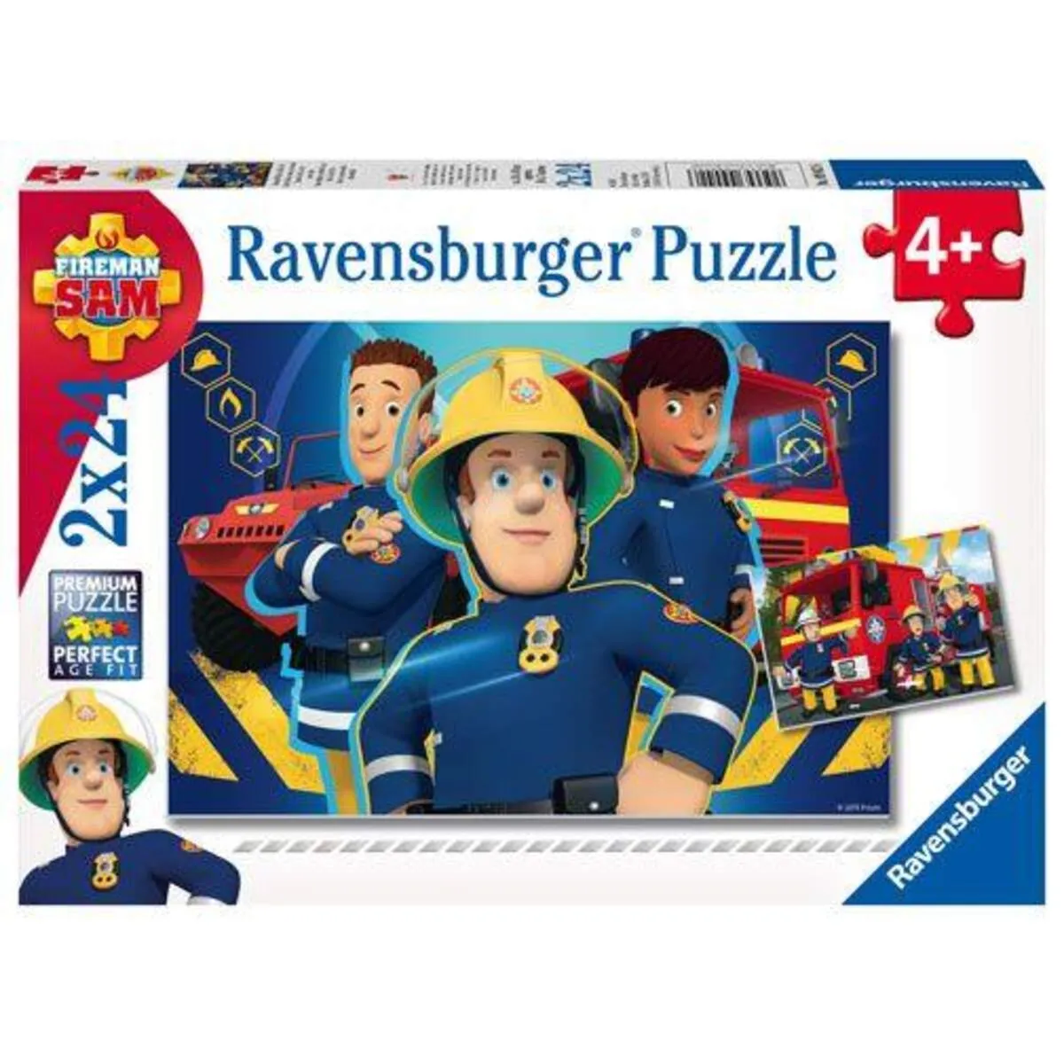 Ravensburger 09042 Kinderpuzzle 2x24 Teile - Feuerwehrmann Sam - Sam hilft dir in der Not