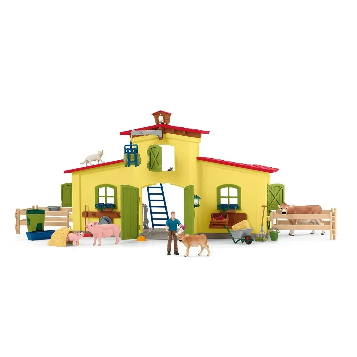 schleich® 42605 FARM WORLD Großer Stall mit Tieren und Zubehör