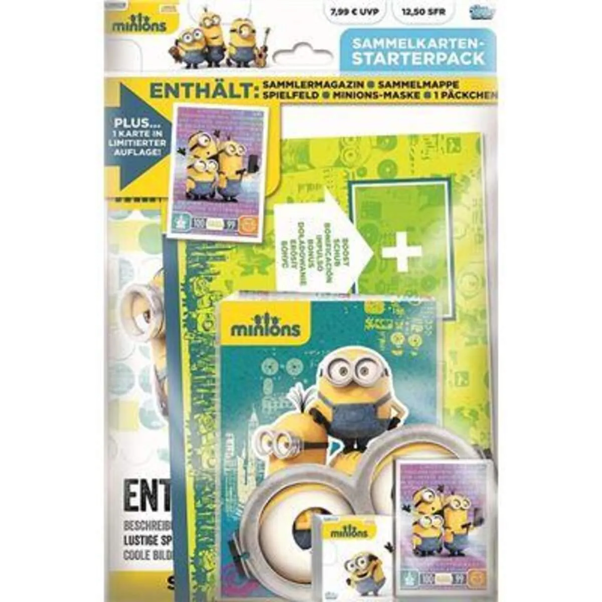 Topps Minions Starterpack Sammelablum für Karten, mit Maske, inkl.1 Päckchen Karten und 1 Karte
