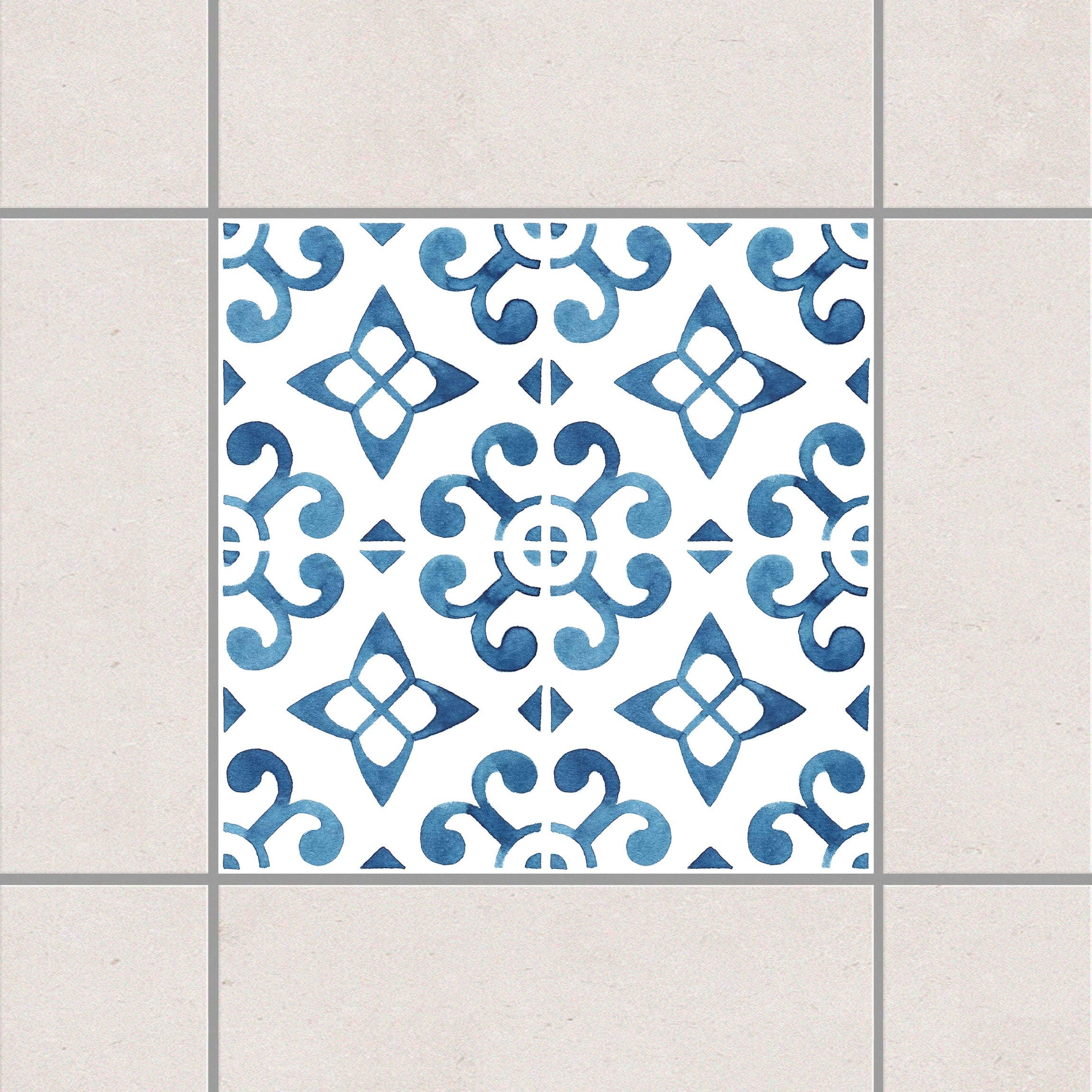 Fliesenaufkleber Blau Weiß Muster Serie No.5