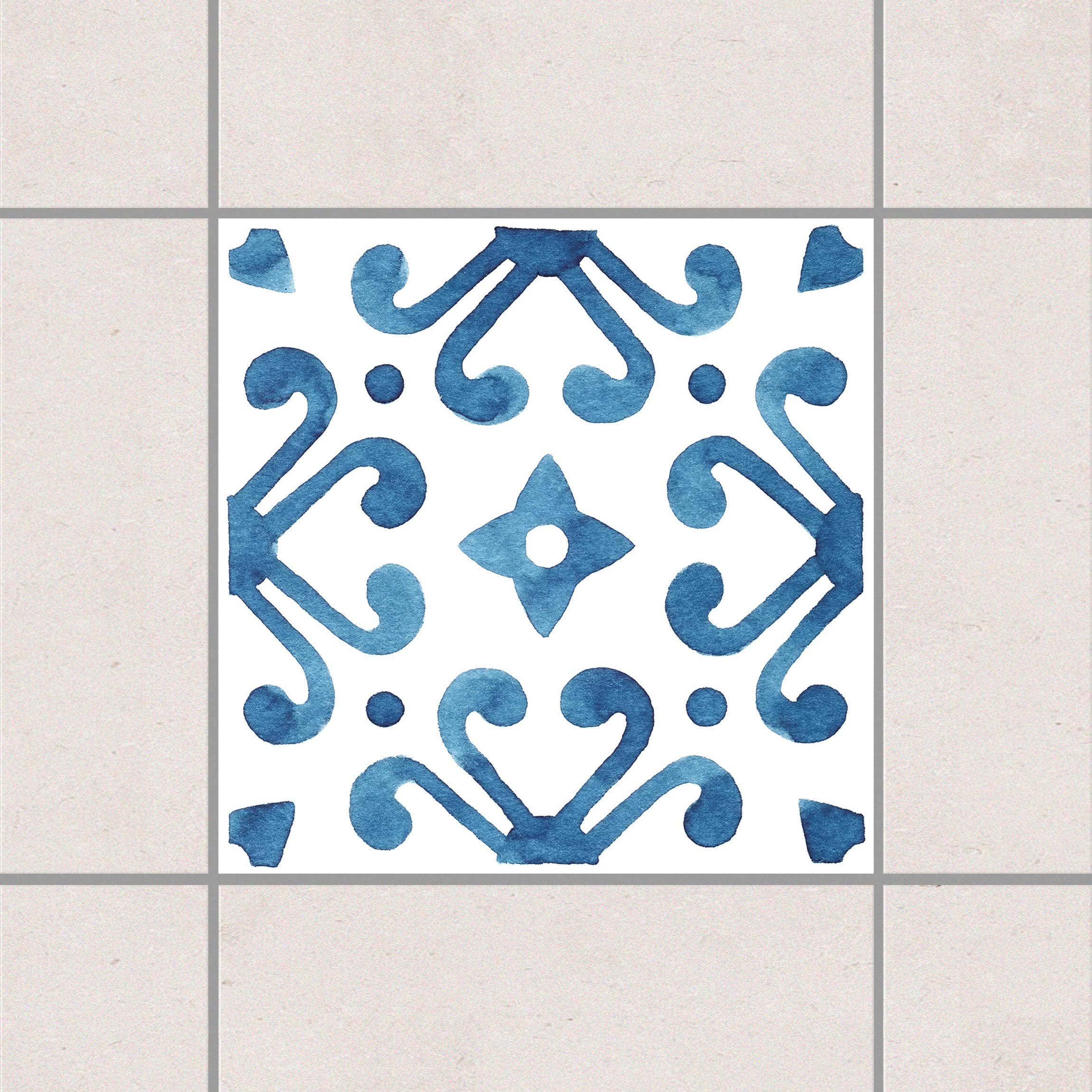 Fliesenaufkleber Muster Blau Weiß Serie No.7