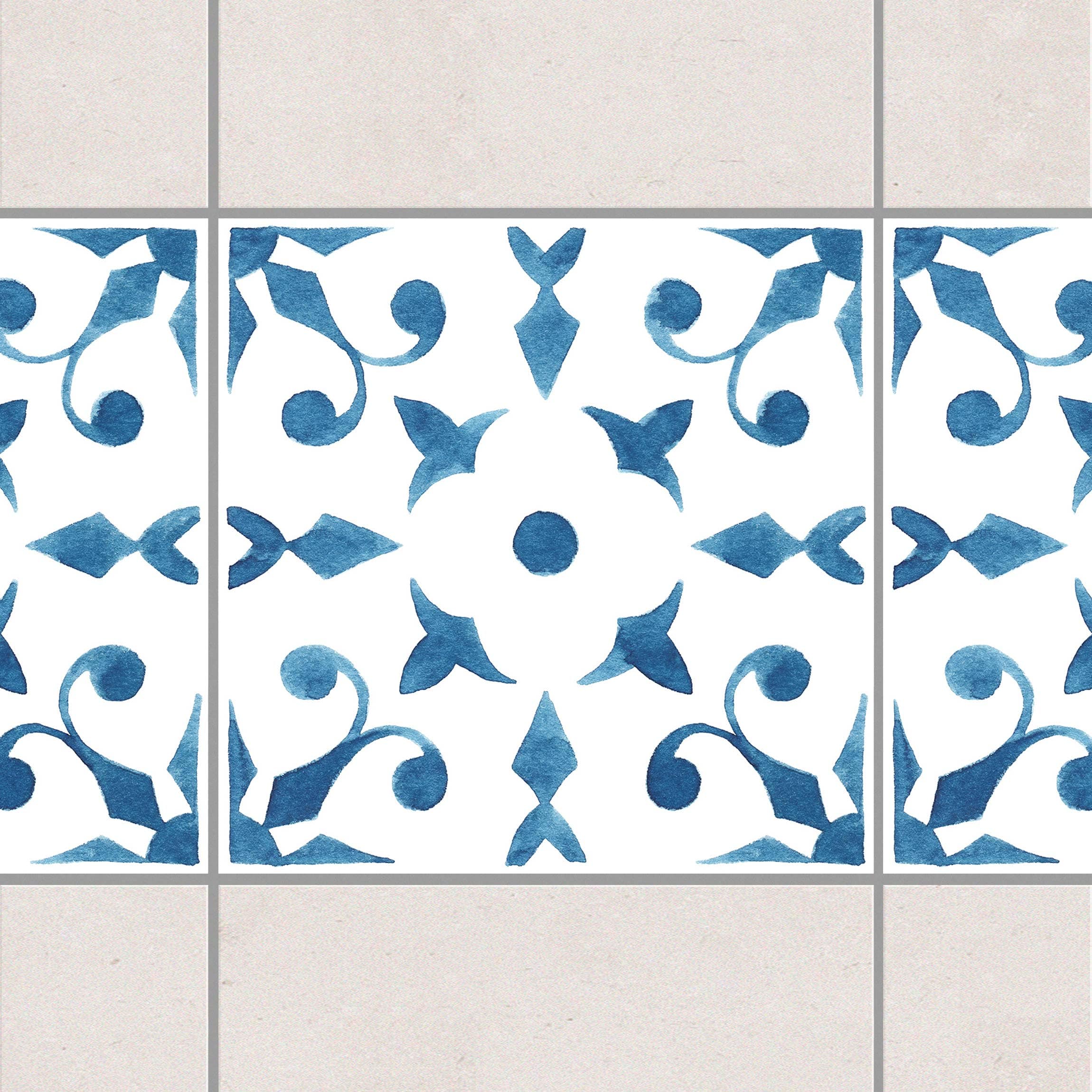 Fliesenaufkleber Muster Blau Weiß Serie No.6