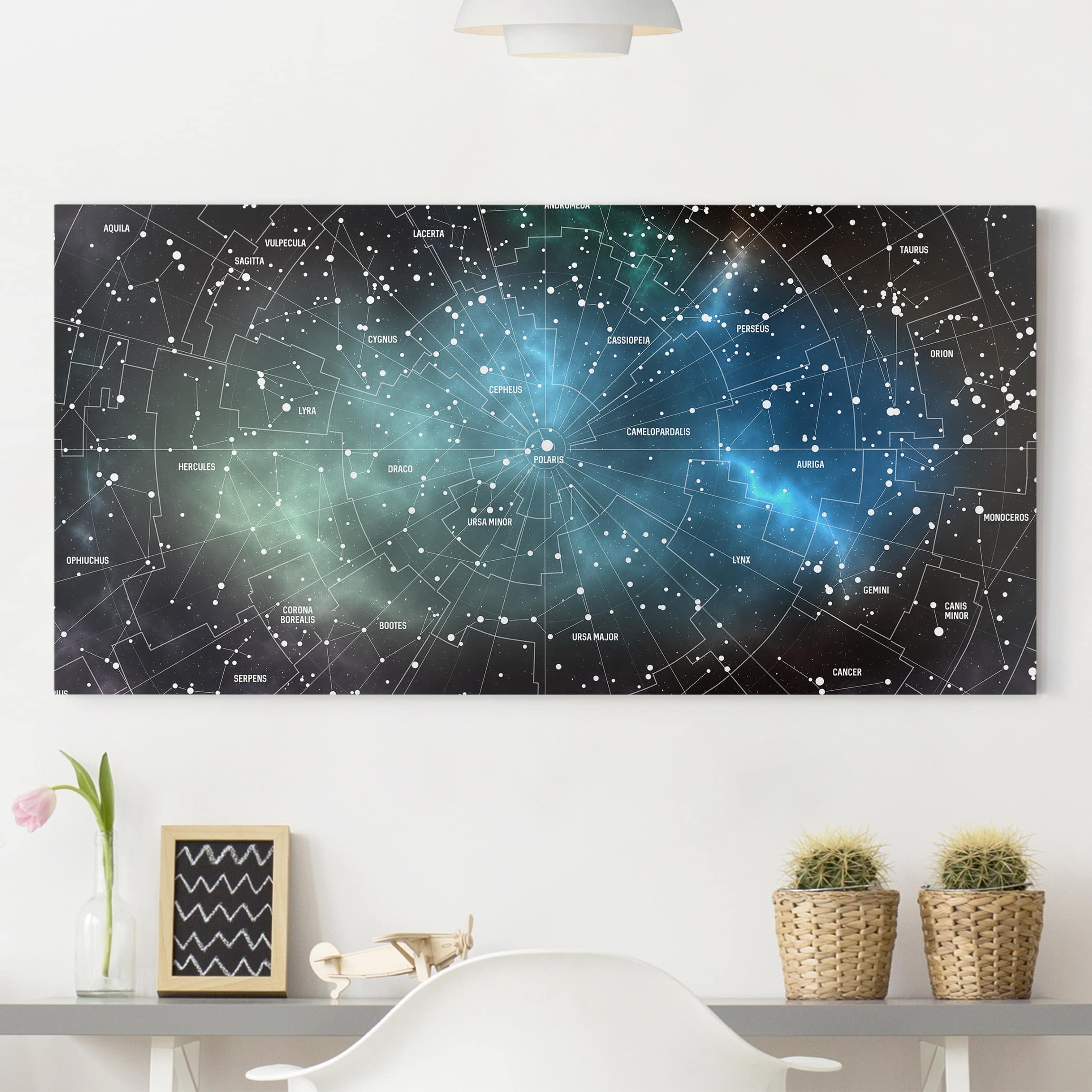 Leinwandbild Sternbild Sternbilder Karte Galaxienebel