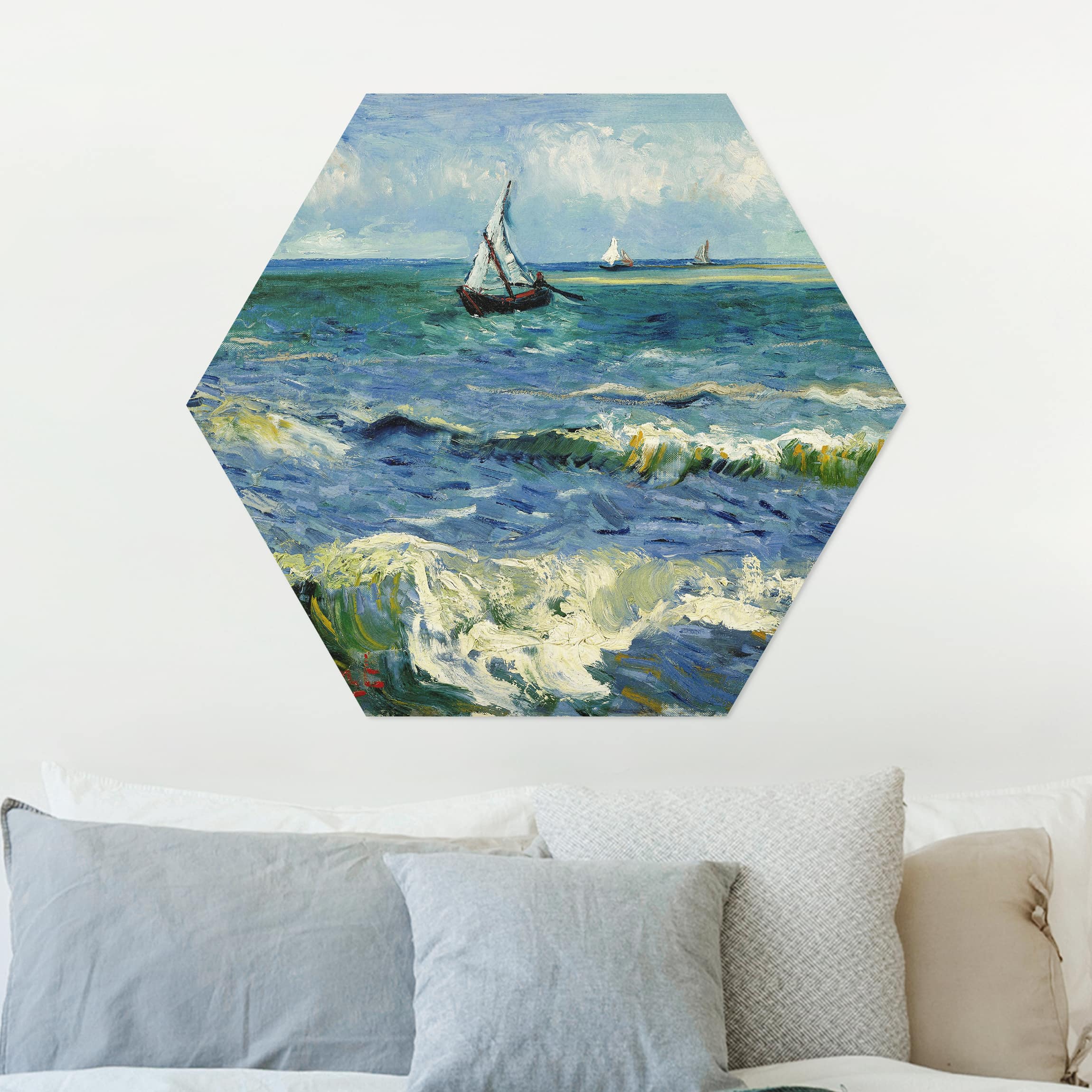 Hexagon-Alu-Dibond Bild Vincent van Gogh - Seelandschaft