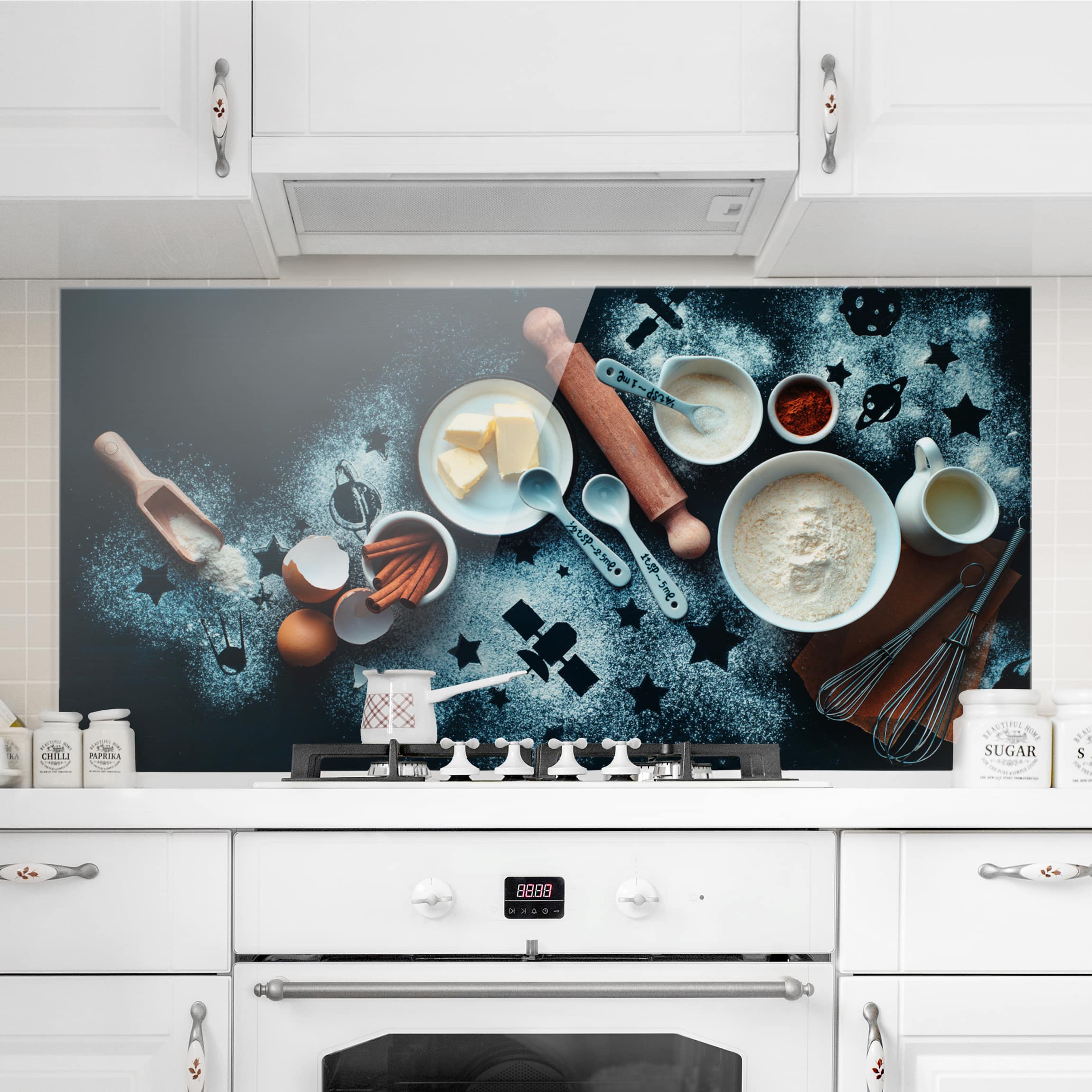 Glas Spritzschutz - Querformat 2:1 Backen für Sterngucker