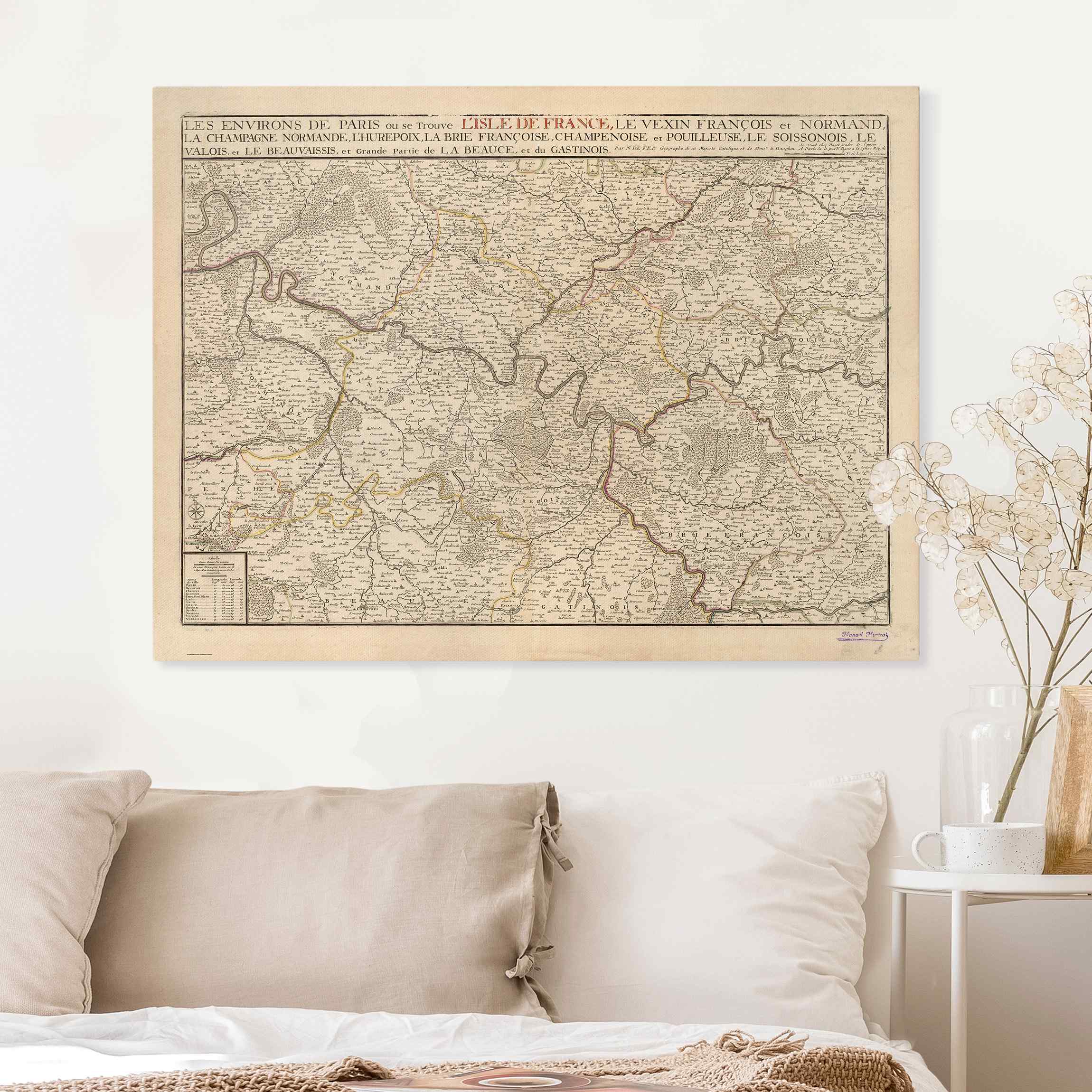 Leinwandbild Vintage Karte Frankreich